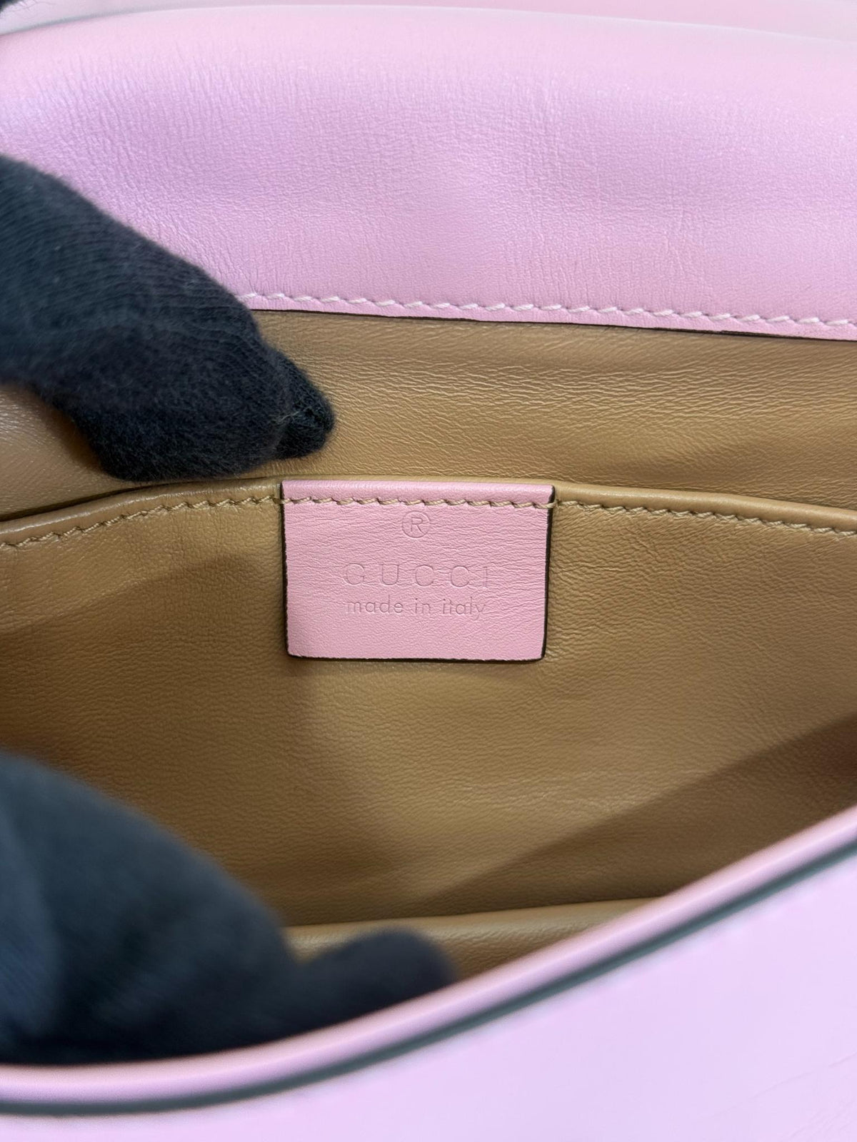 Gucci Pink Leather Pearl Studded Queen Margaret Broadway Shoulder Bag