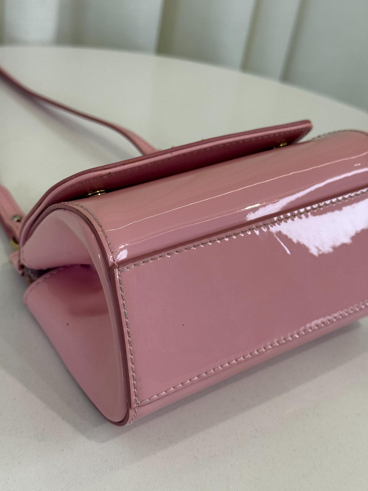 Dolce Gabbana Kids Pink Patent Leather Mini Sicily Bag
