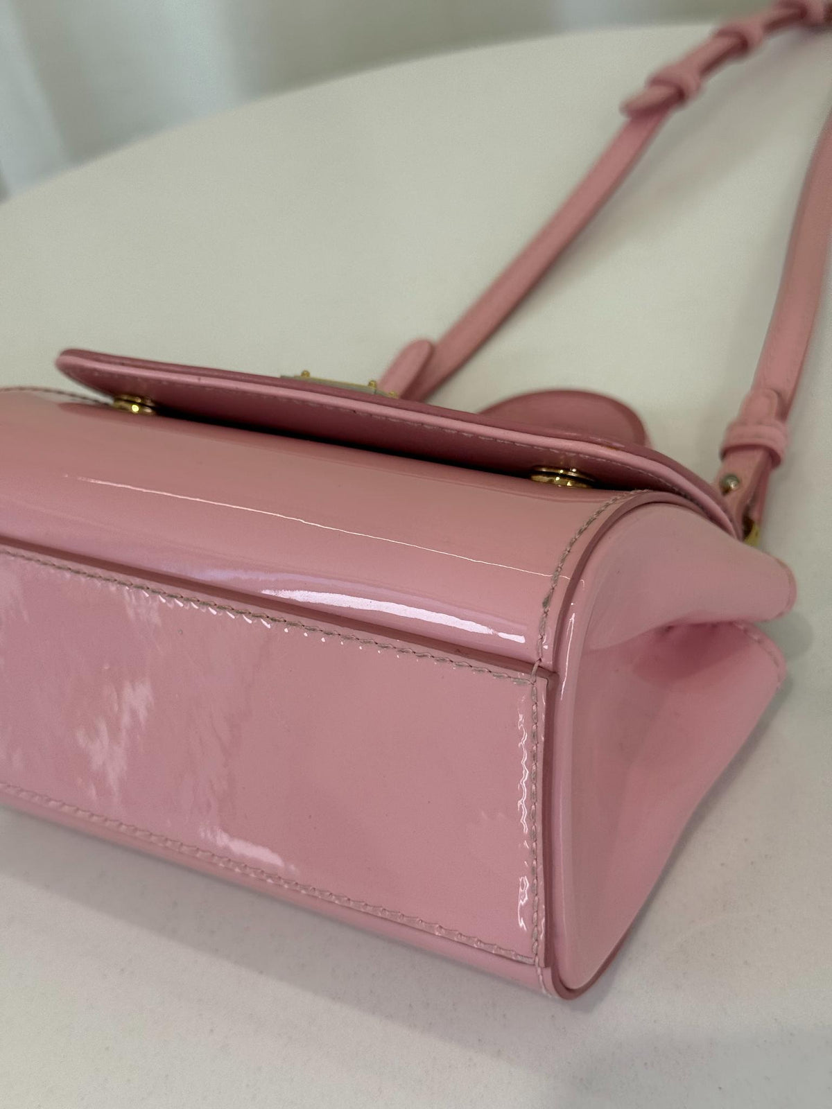 Dolce Gabbana Kids Pink Patent Leather Mini Sicily Bag