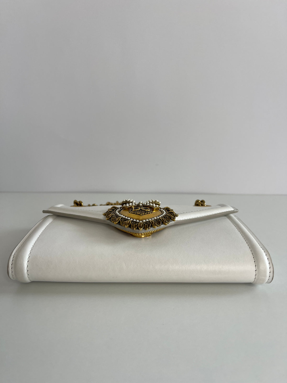 Dolce & Gabbana Smooth White Calfskin Devotion Mini Bag