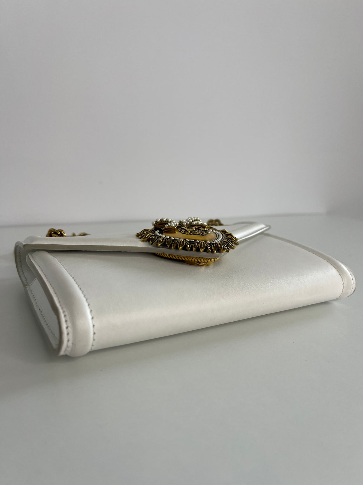 Dolce & Gabbana Smooth White Calfskin Devotion Mini Bag