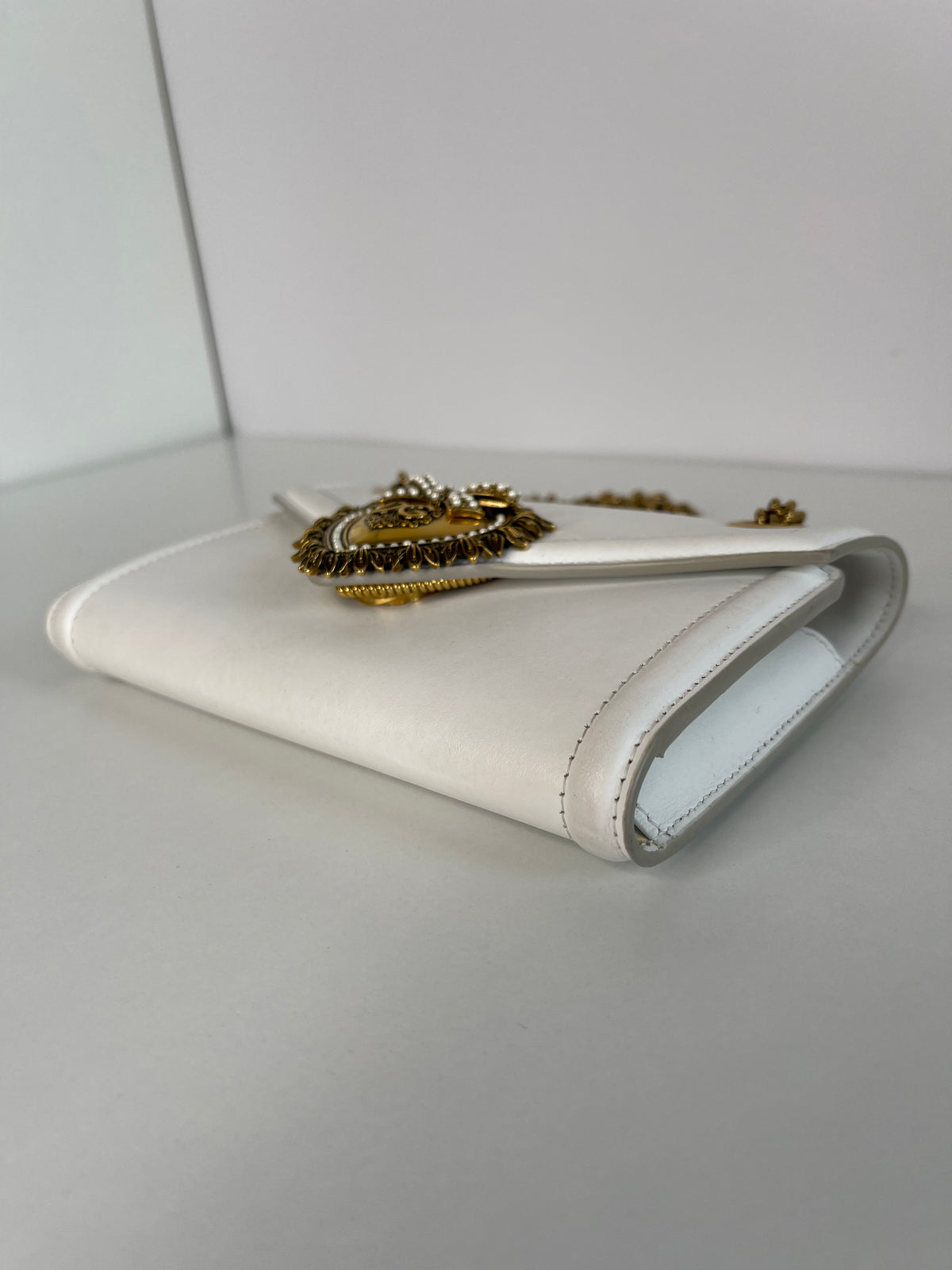 Dolce & Gabbana Smooth White Calfskin Devotion Mini Bag