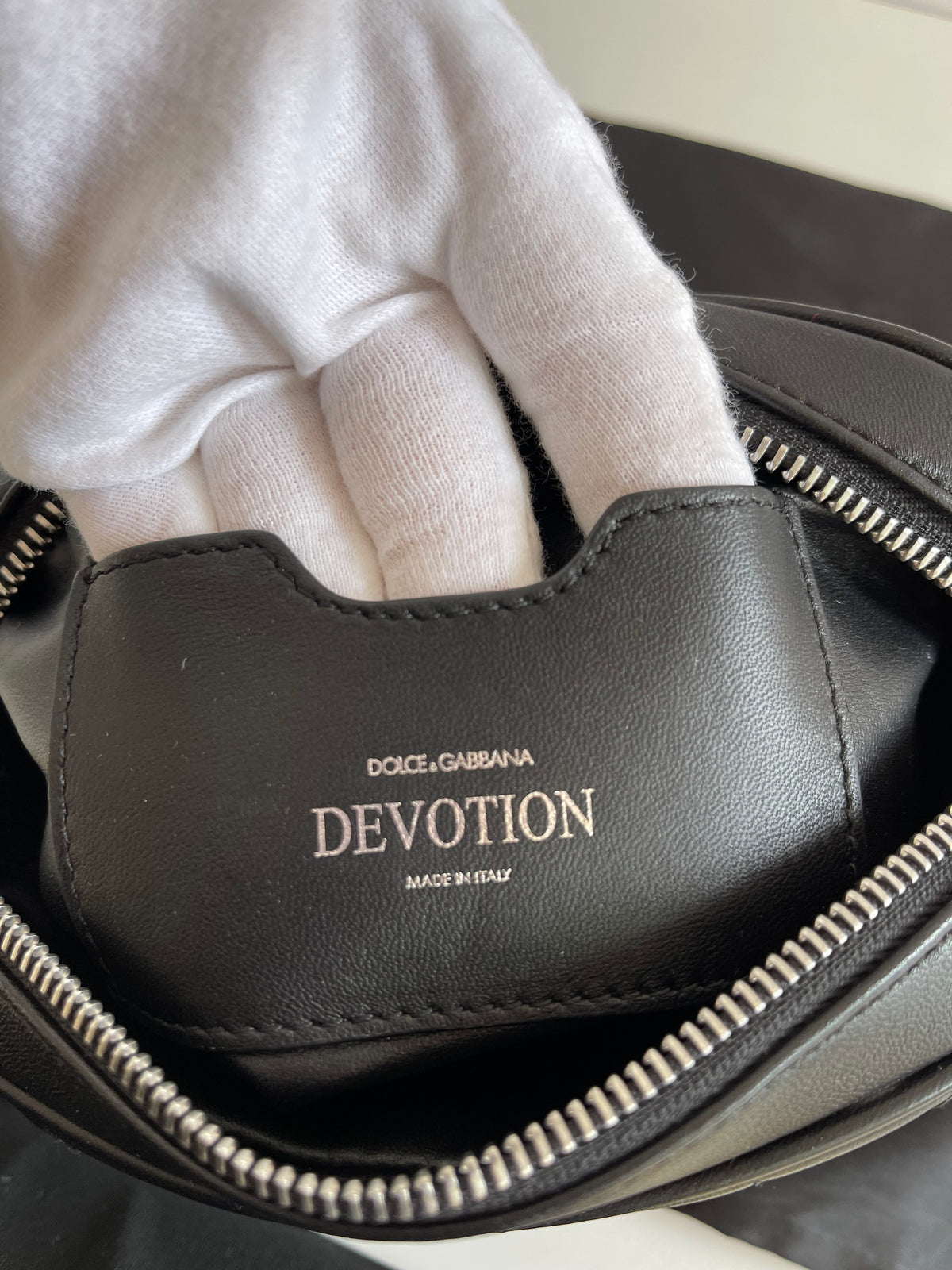 Dolce & Gabbana Smooth Calfskin Mini Devotion Black Camera Bag