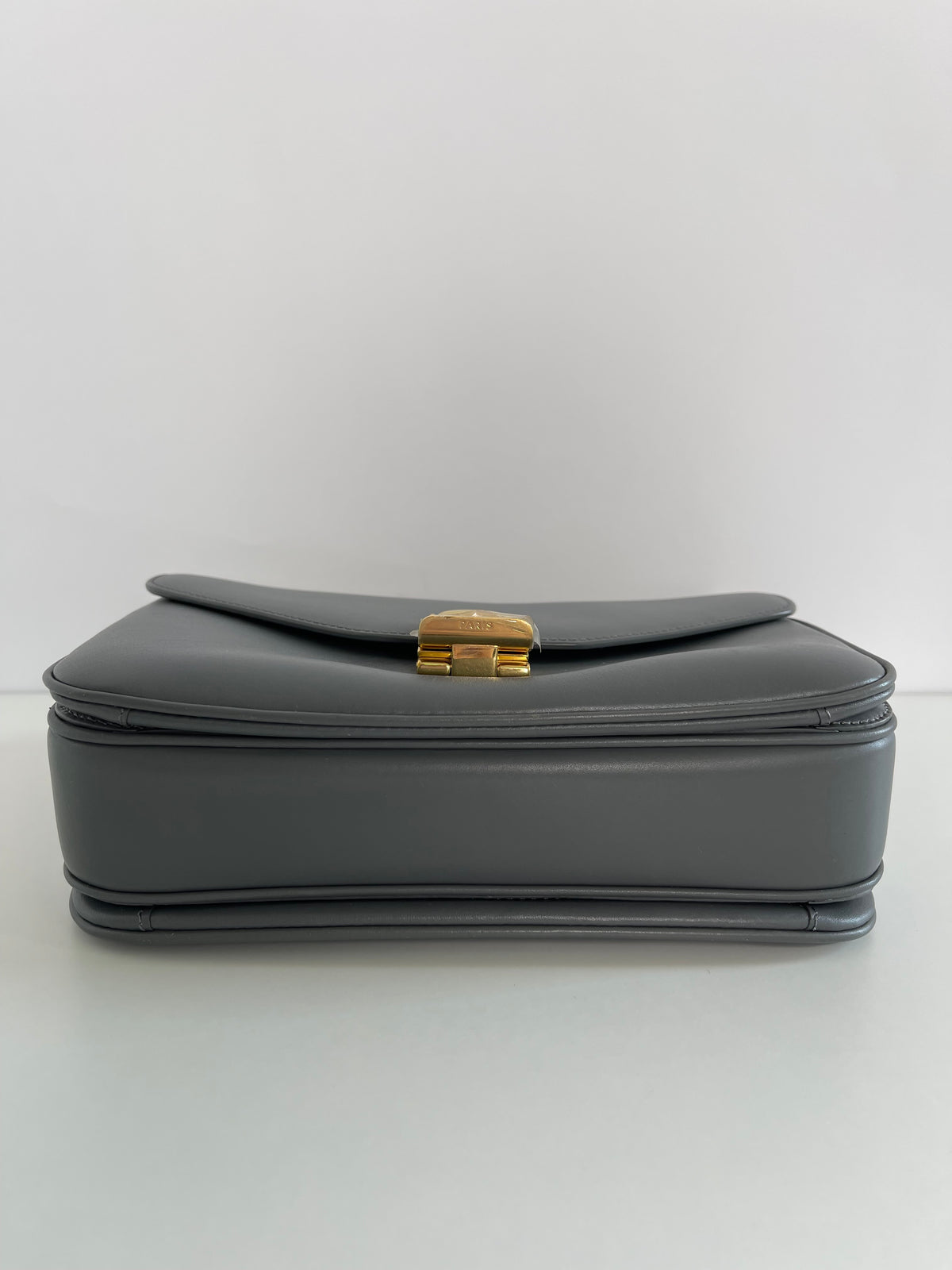 Celine C Bag Grey Calfskin Leather Medium Shoulder Flap