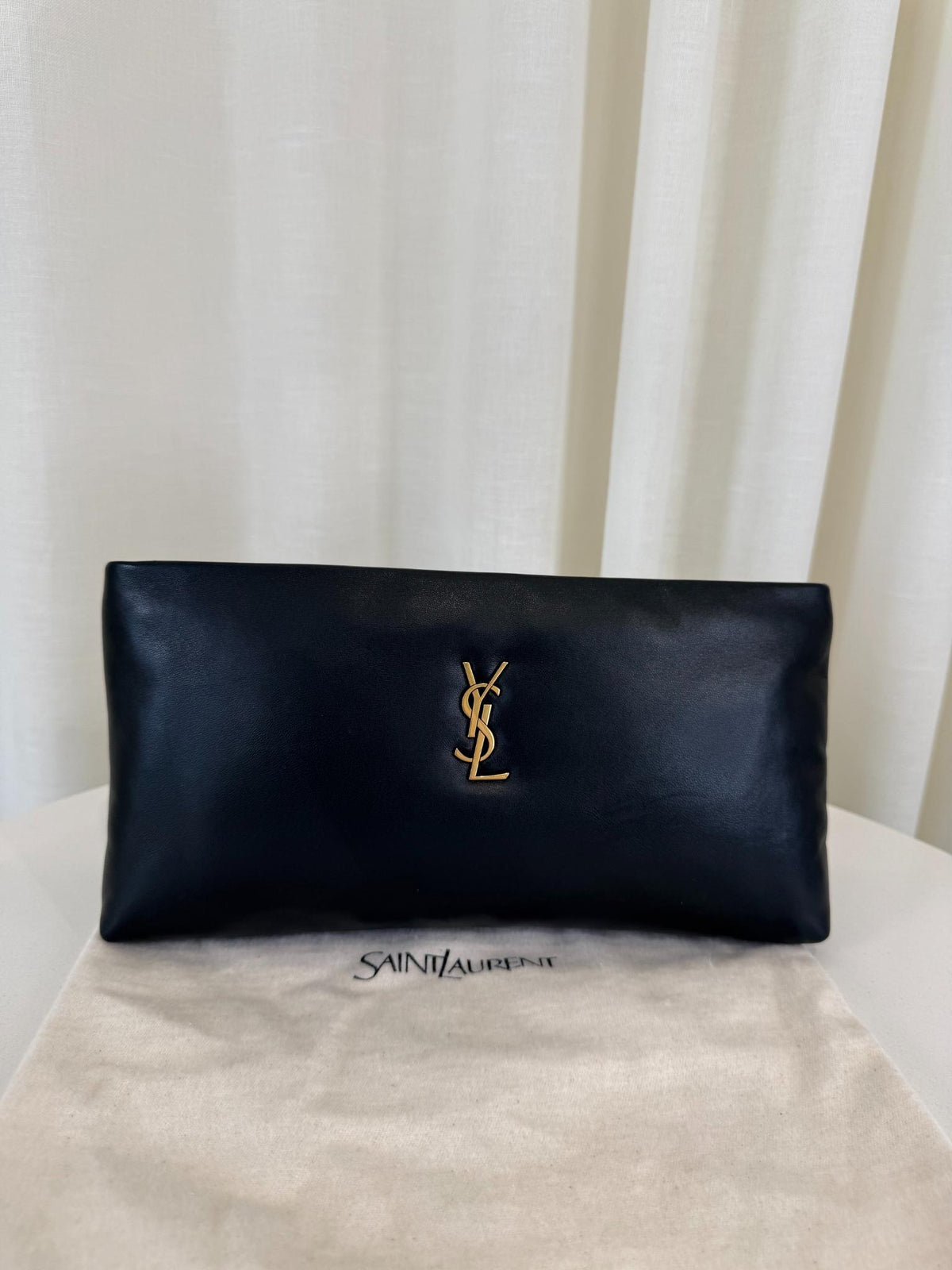 Saint Laurent Calypso Long Zipped Pouch Black