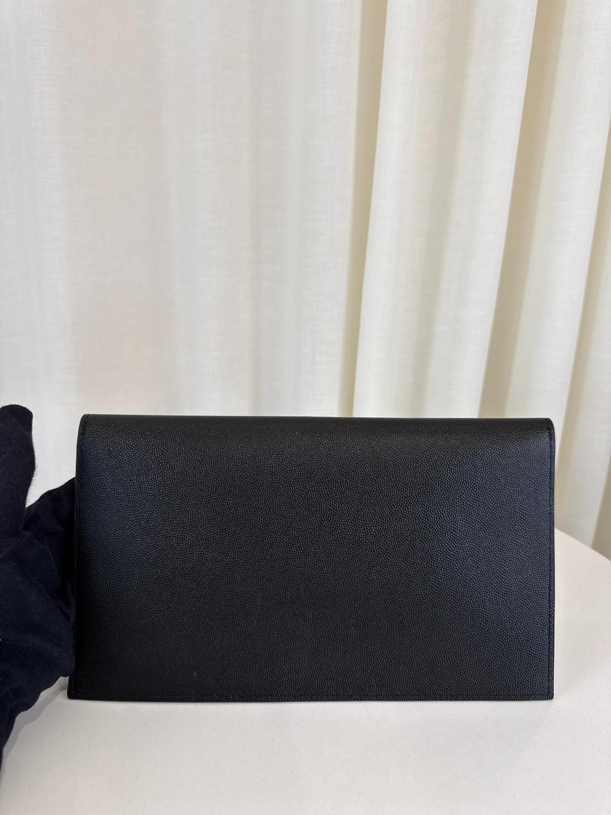 Saint Laurent Grain De Poudre Uptown Pouch Dark Black