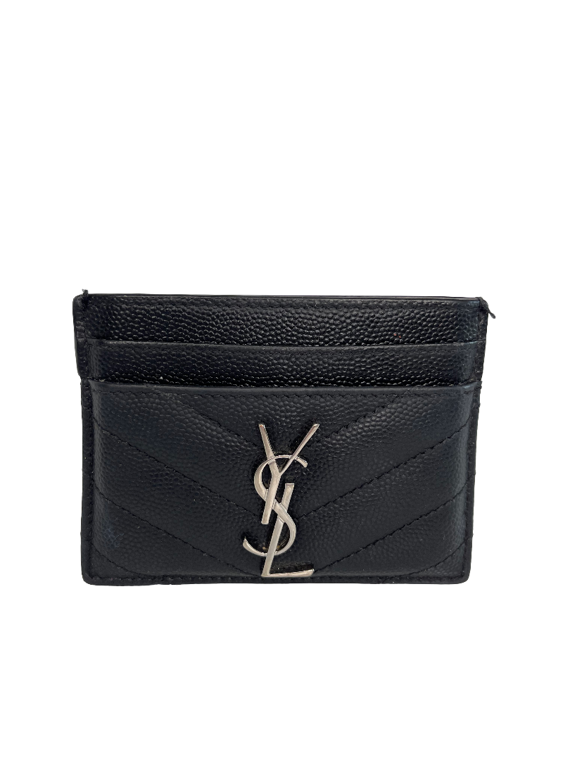 Saint Laurent Cassandre Card Holder Black Grain de Poudre