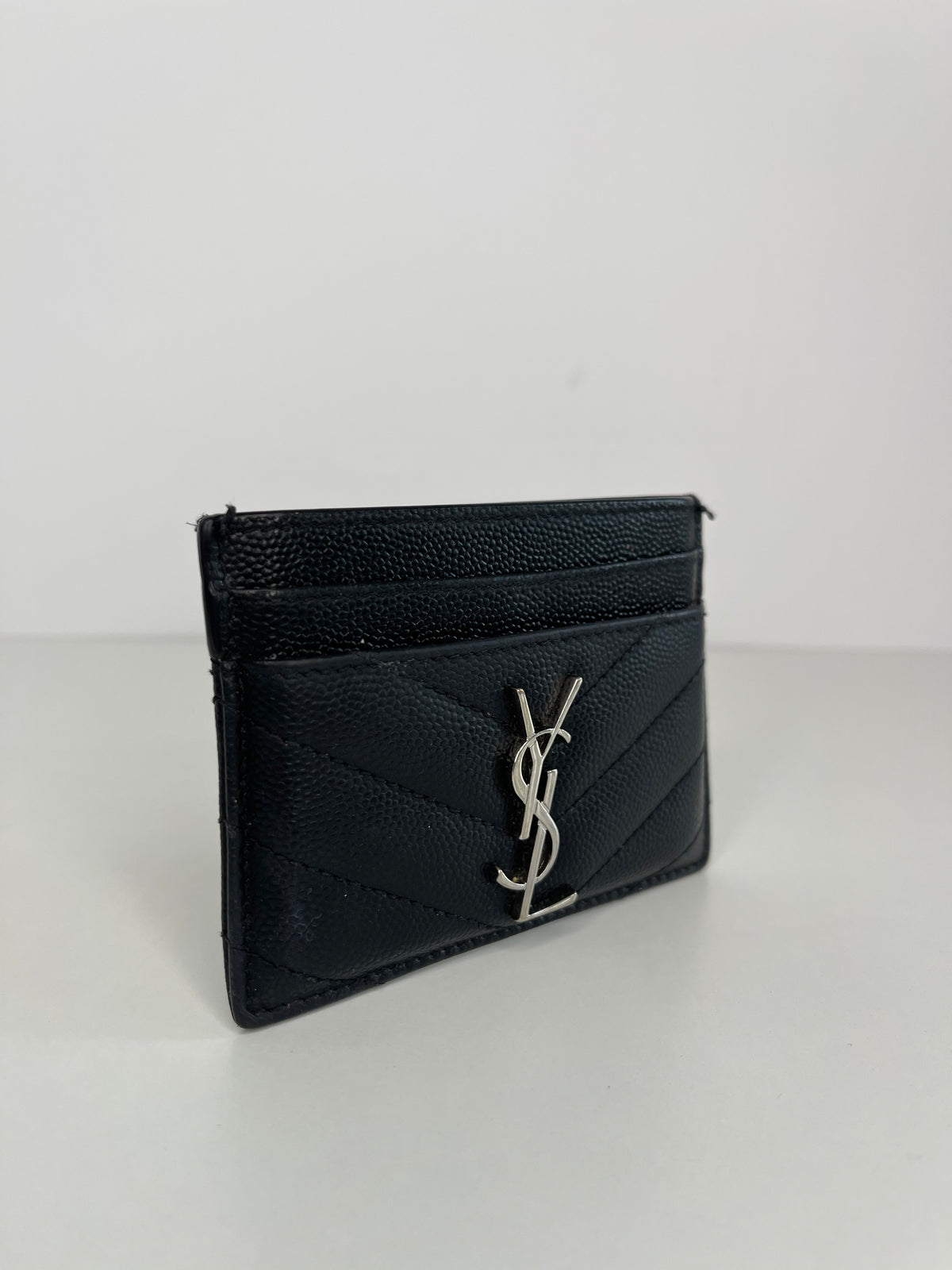 Saint Laurent Cassandre Card Holder Black Grain de Poudre