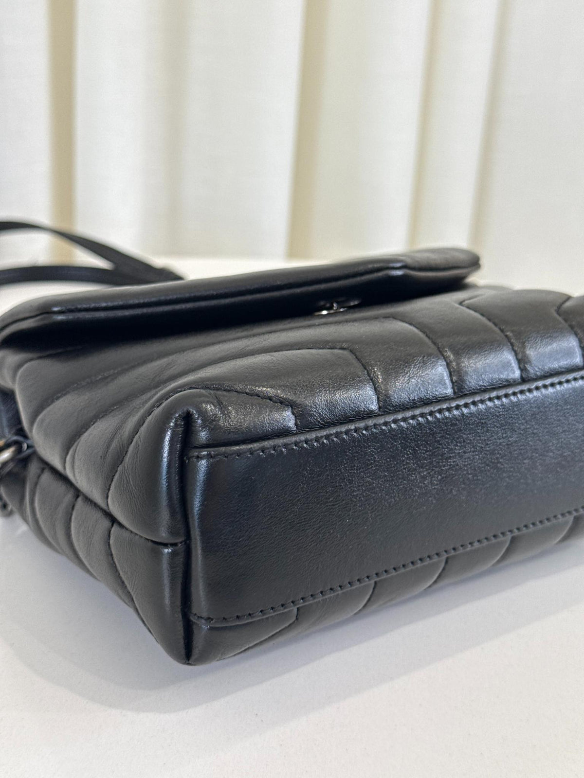 Saint Laurent Black Chevron Quilted Leather Toy LouLou Bag