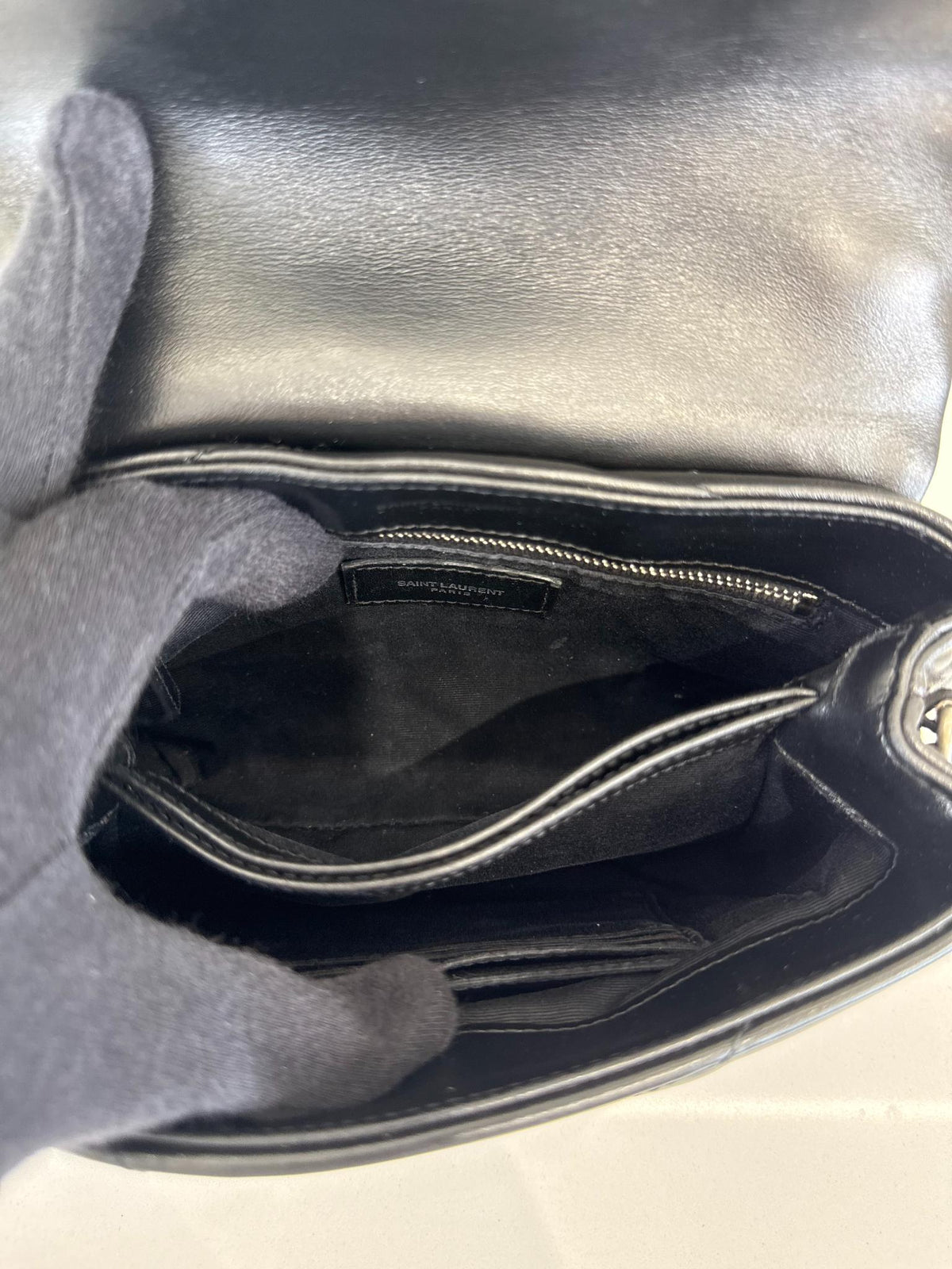 Saint Laurent Black Chevron Quilted Leather Toy LouLou Bag
