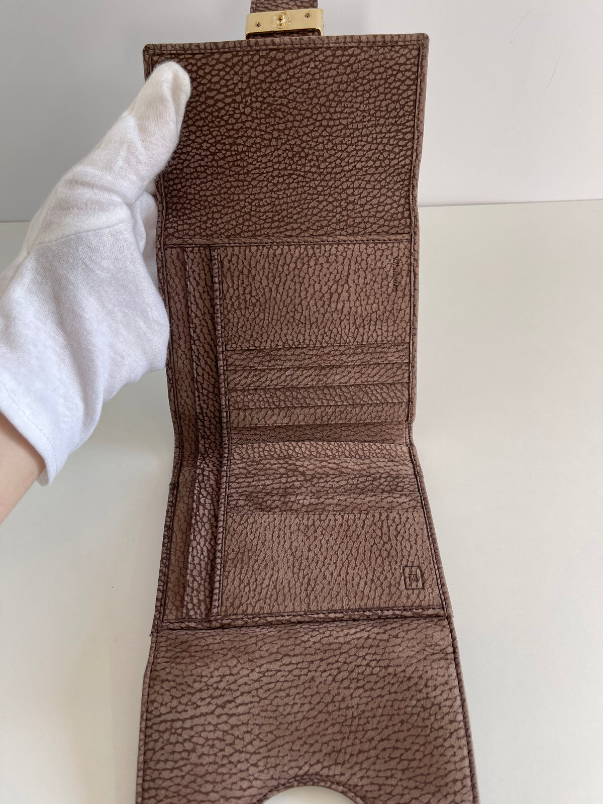 Fendi Zucchino Canvas and Brown Nubuck Leather Bifold Wallet