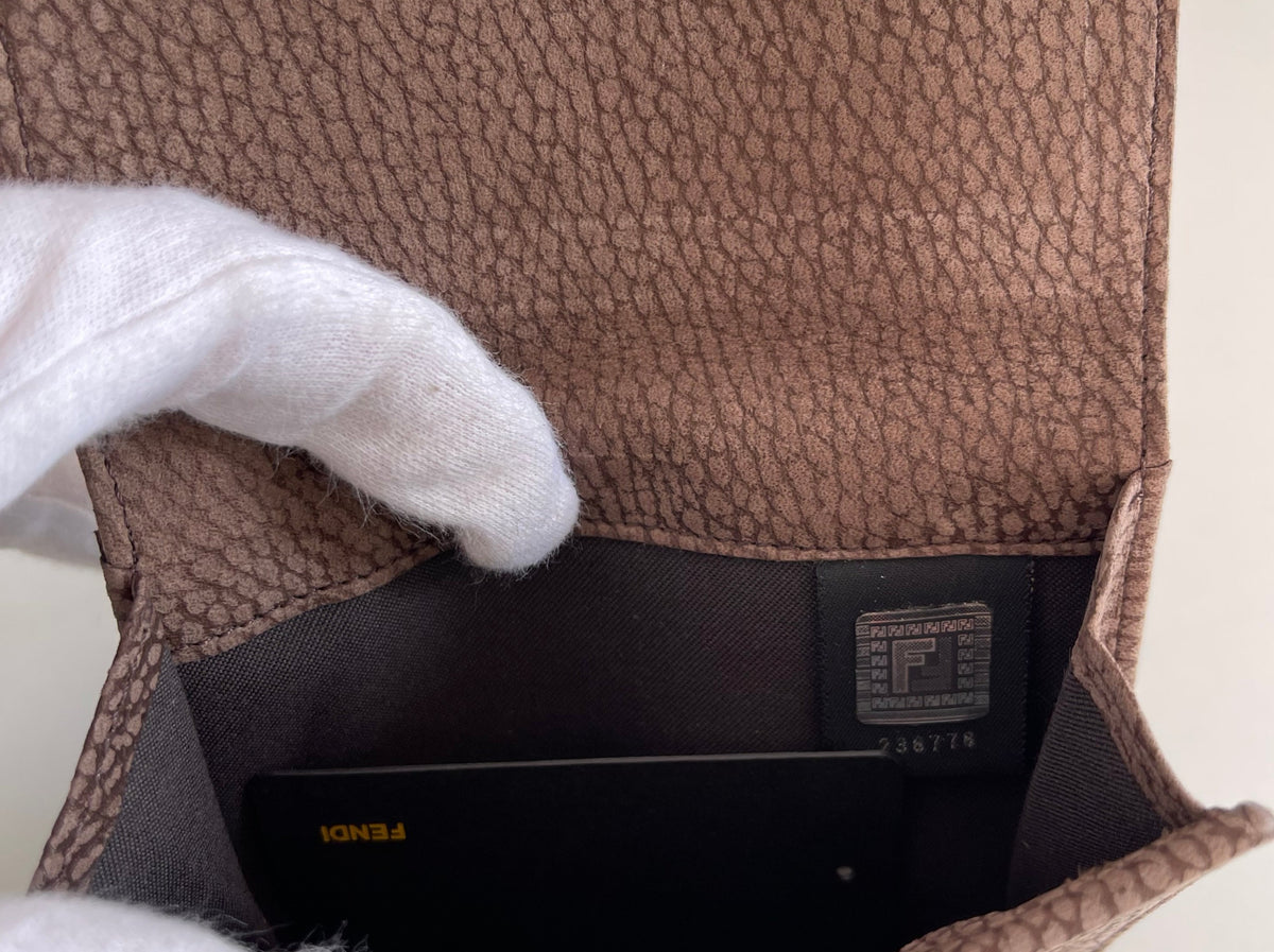 Fendi Zucchino Canvas and Brown Nubuck Leather Bifold Wallet