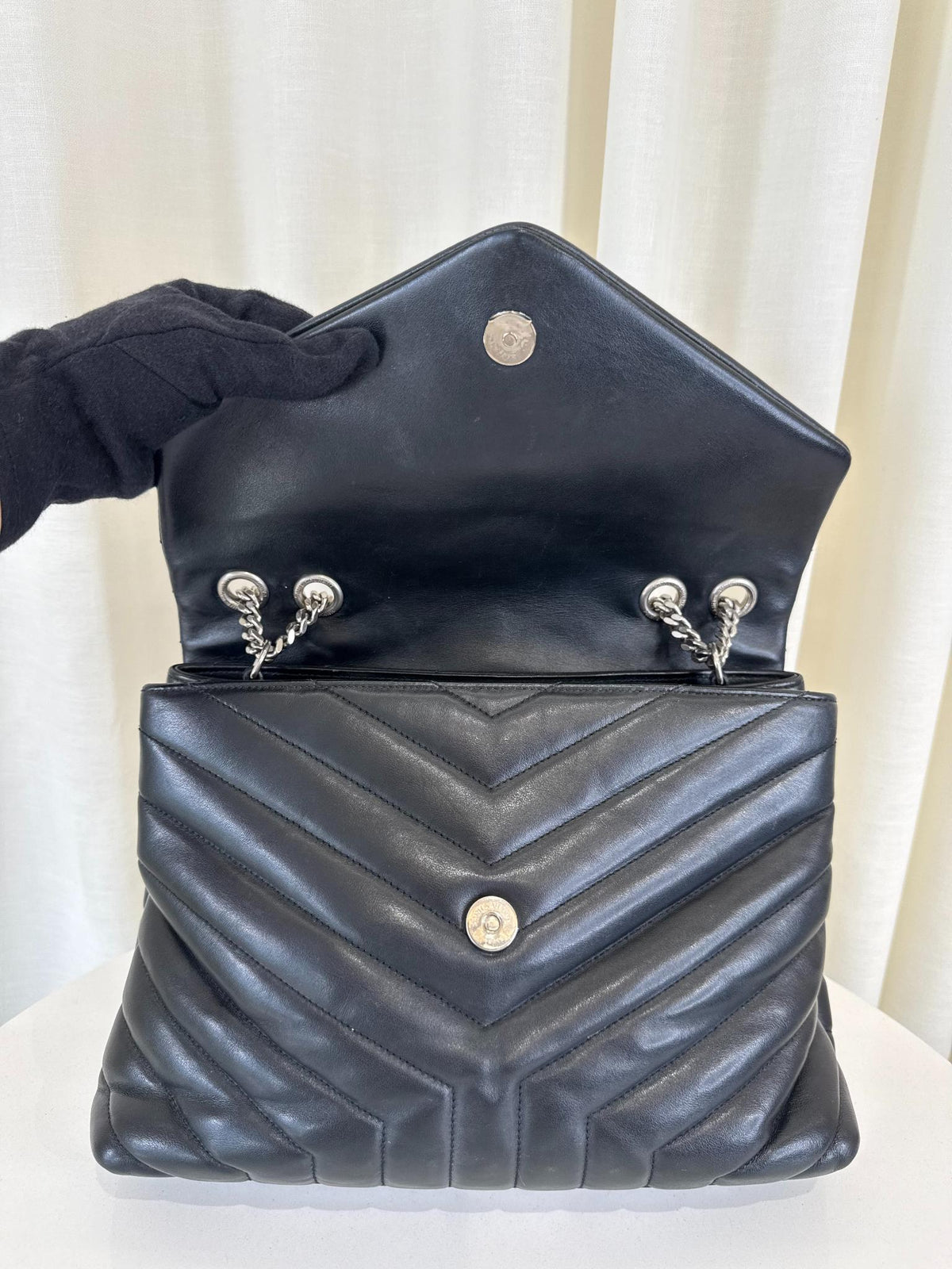 Saint Laurent LouLou Medium Black Quilted Shoulder Bag