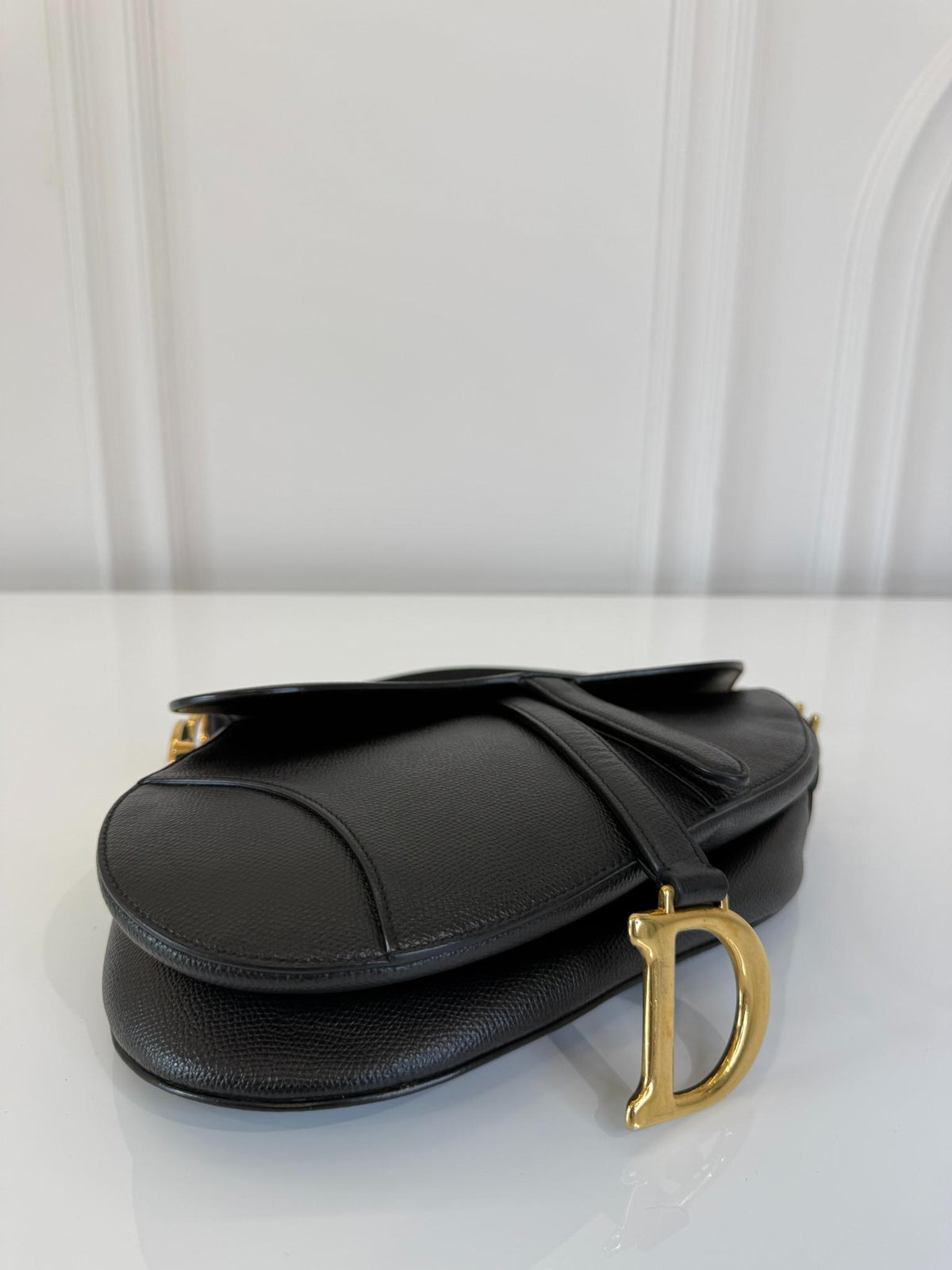 Dior Saddle Bag Black Grained Calfskin with Strap