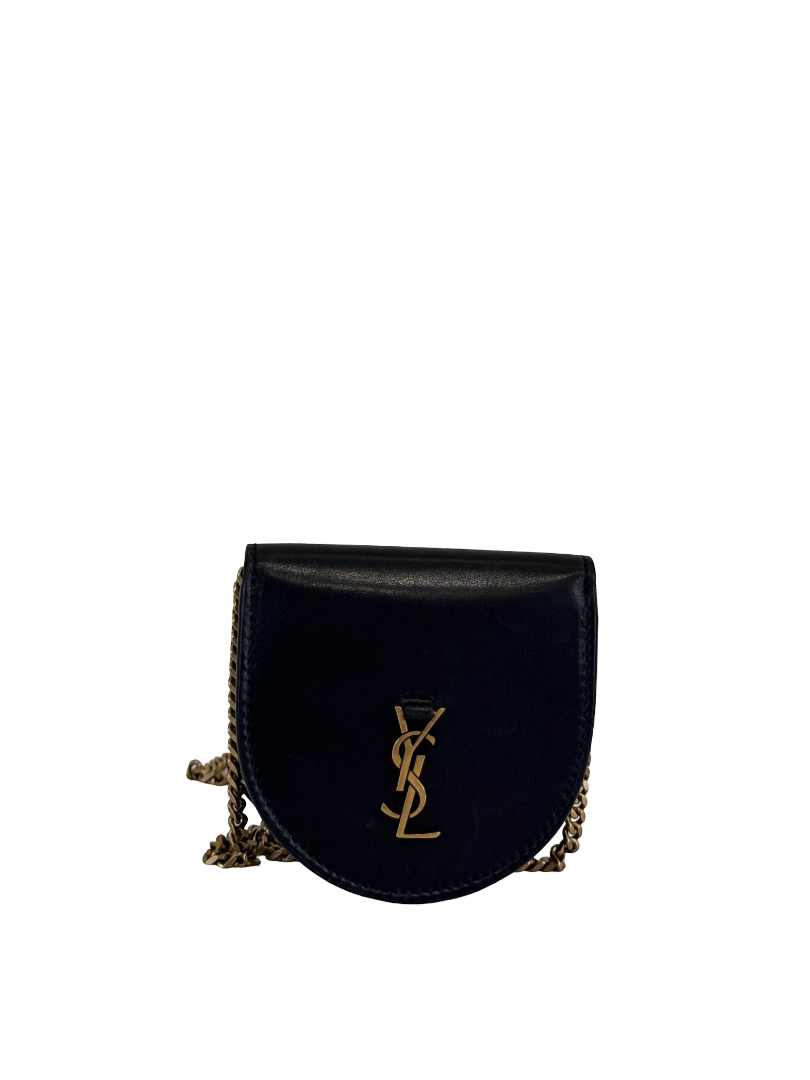 Saint Laurent Le K YSL-Plaque Leather Coin Purse
