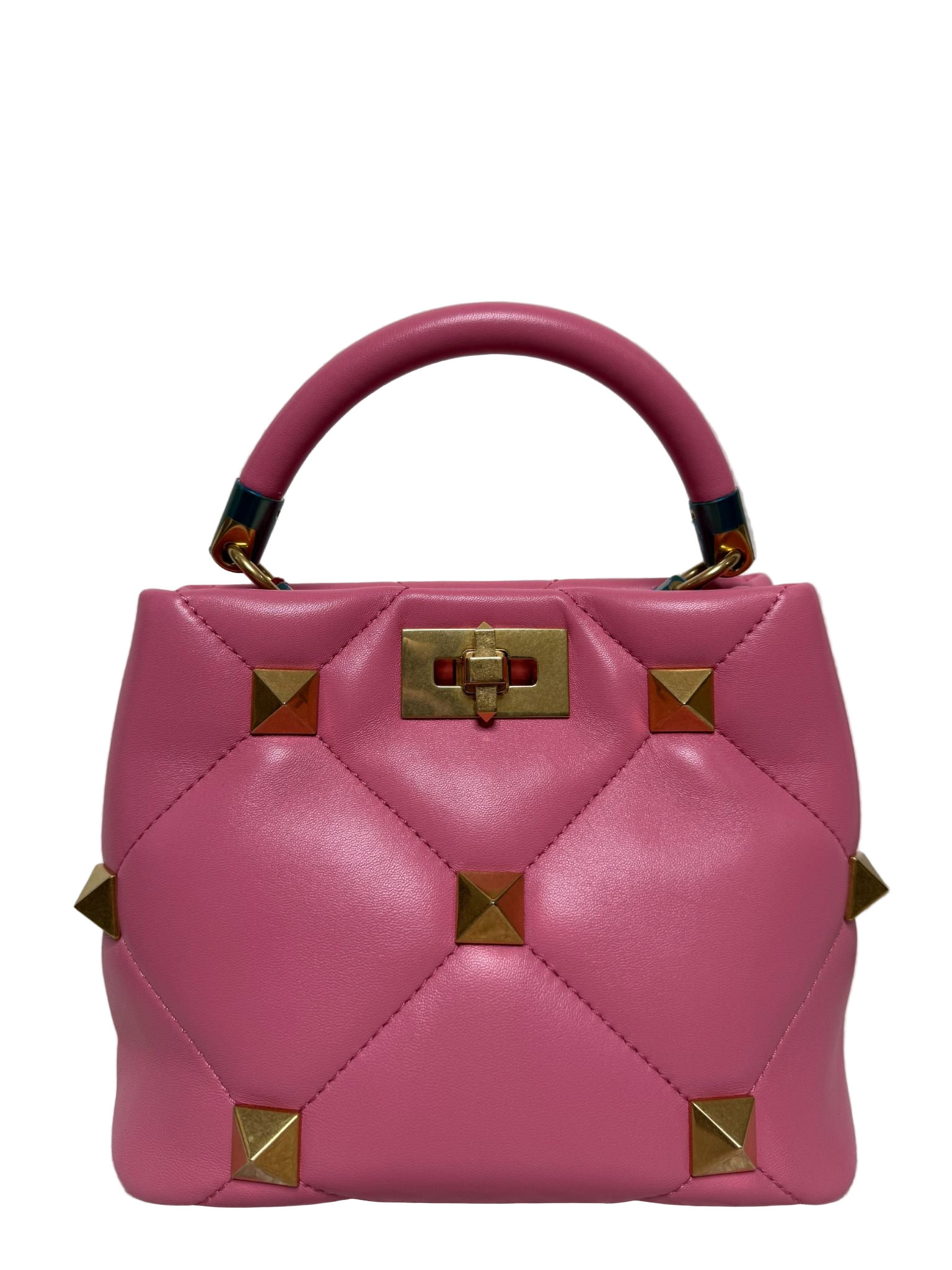 Valentino Garavani Small Roman Stud Pink Leather Bag