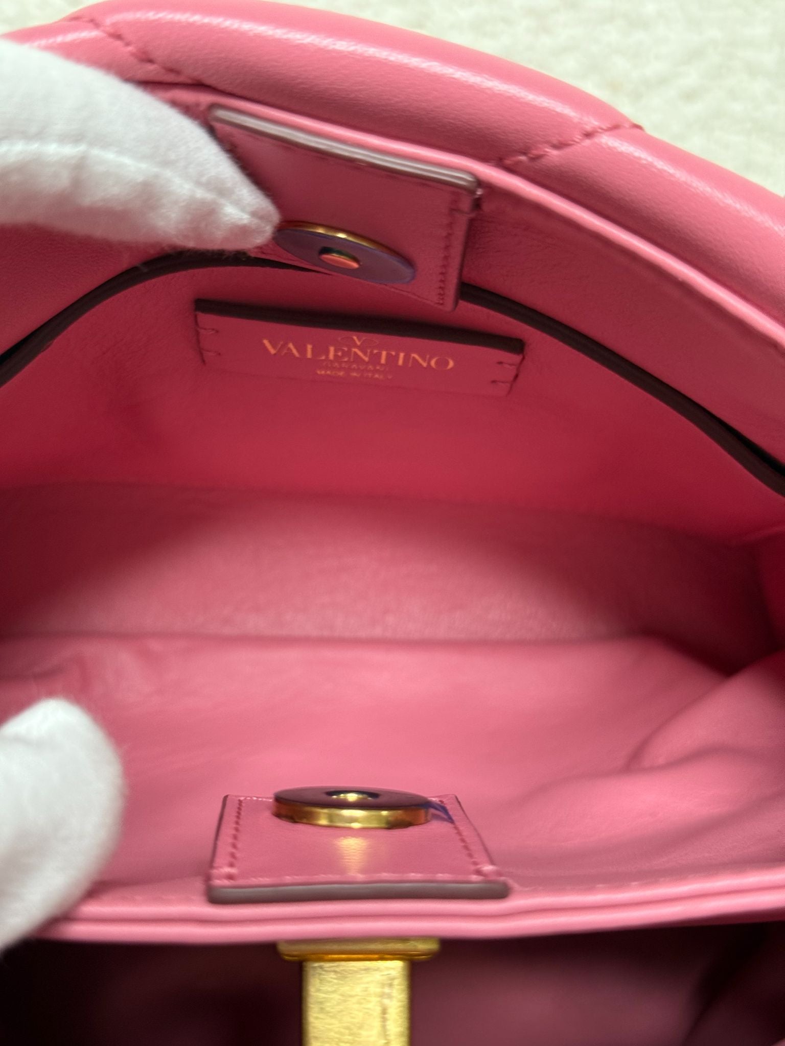 Valentino Garavani Small Roman Stud Pink Leather Bag