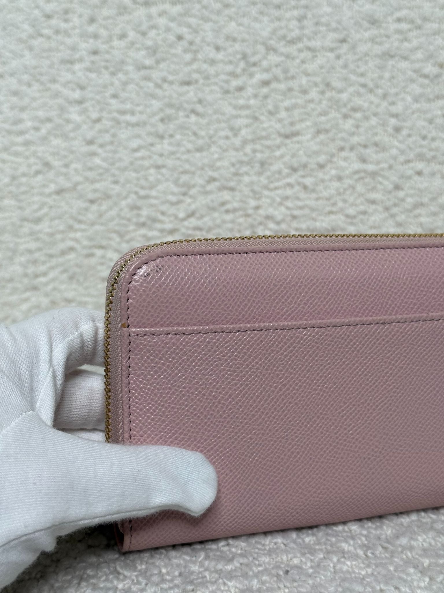 Dolce & Gabbana Light Pink Leather Zip Around Continental Wallet