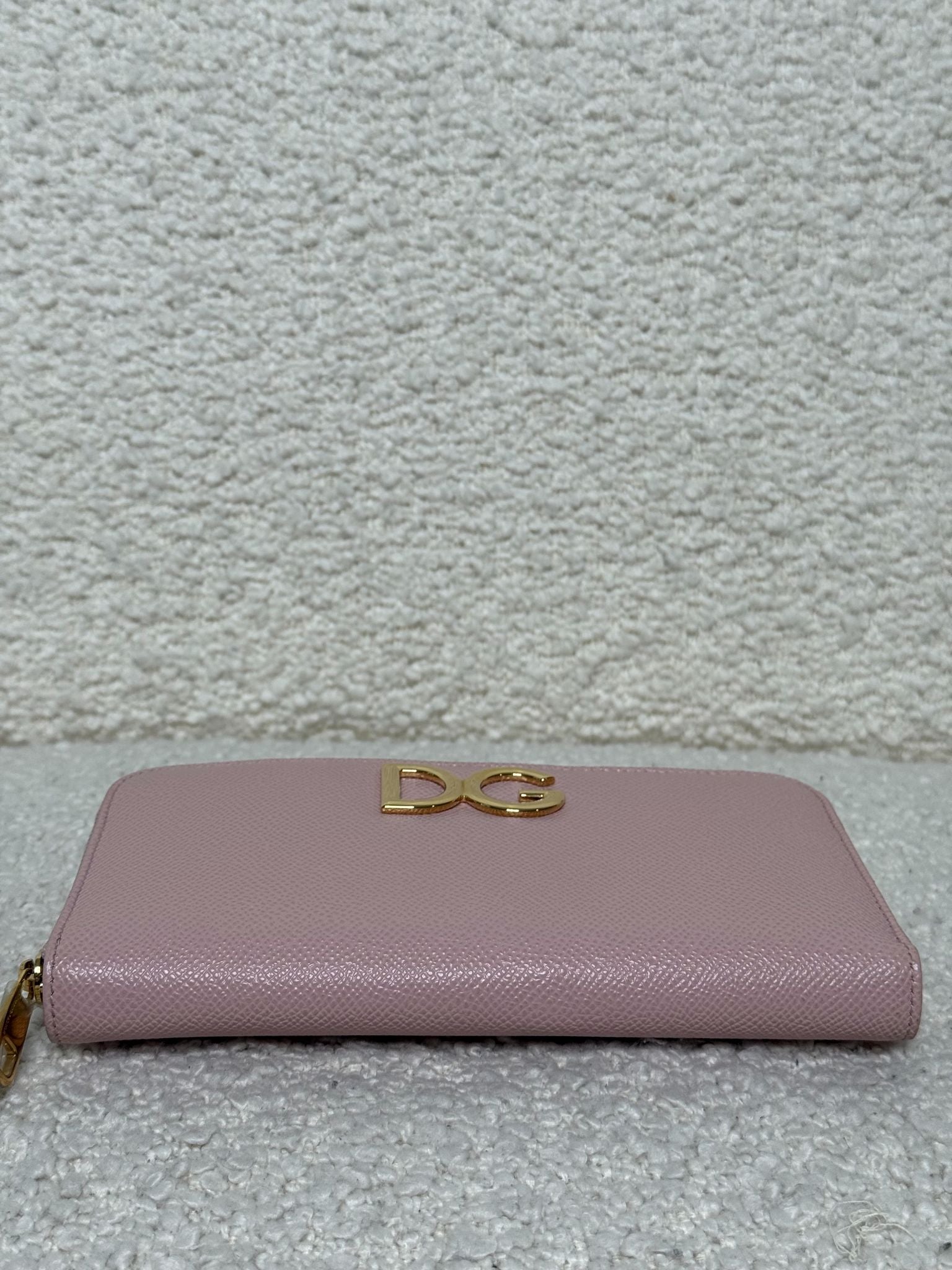 Dolce & Gabbana Light Pink Leather Zip Around Continental Wallet
