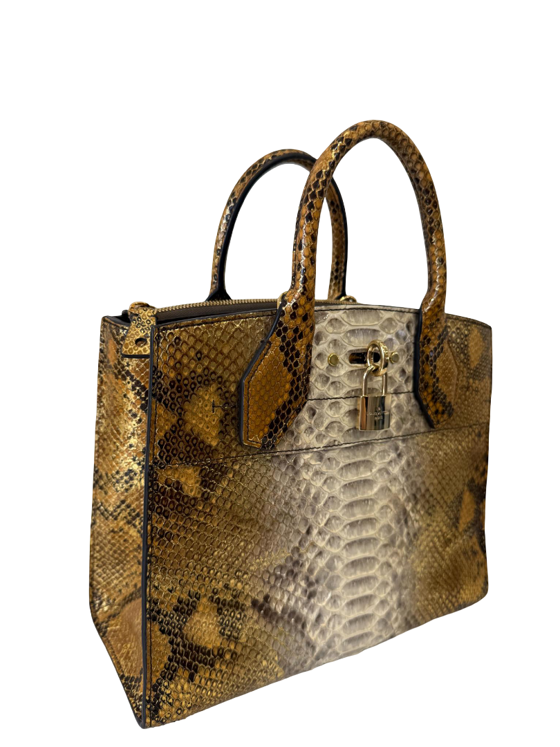 Louis Vuitton Limited Edition Gold Python City Steamer PM Bag