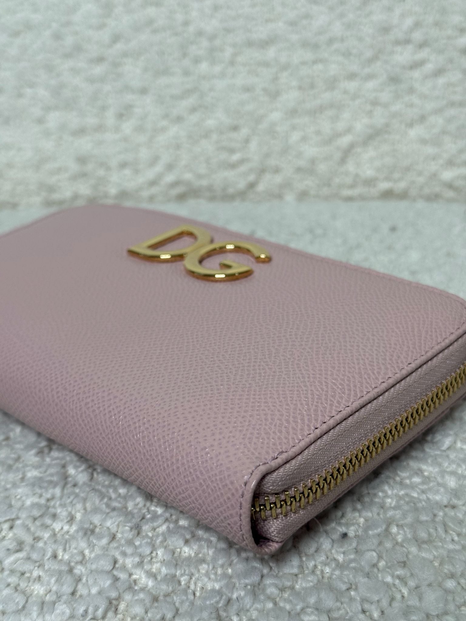 Dolce & Gabbana Light Pink Leather Zip Around Continental Wallet