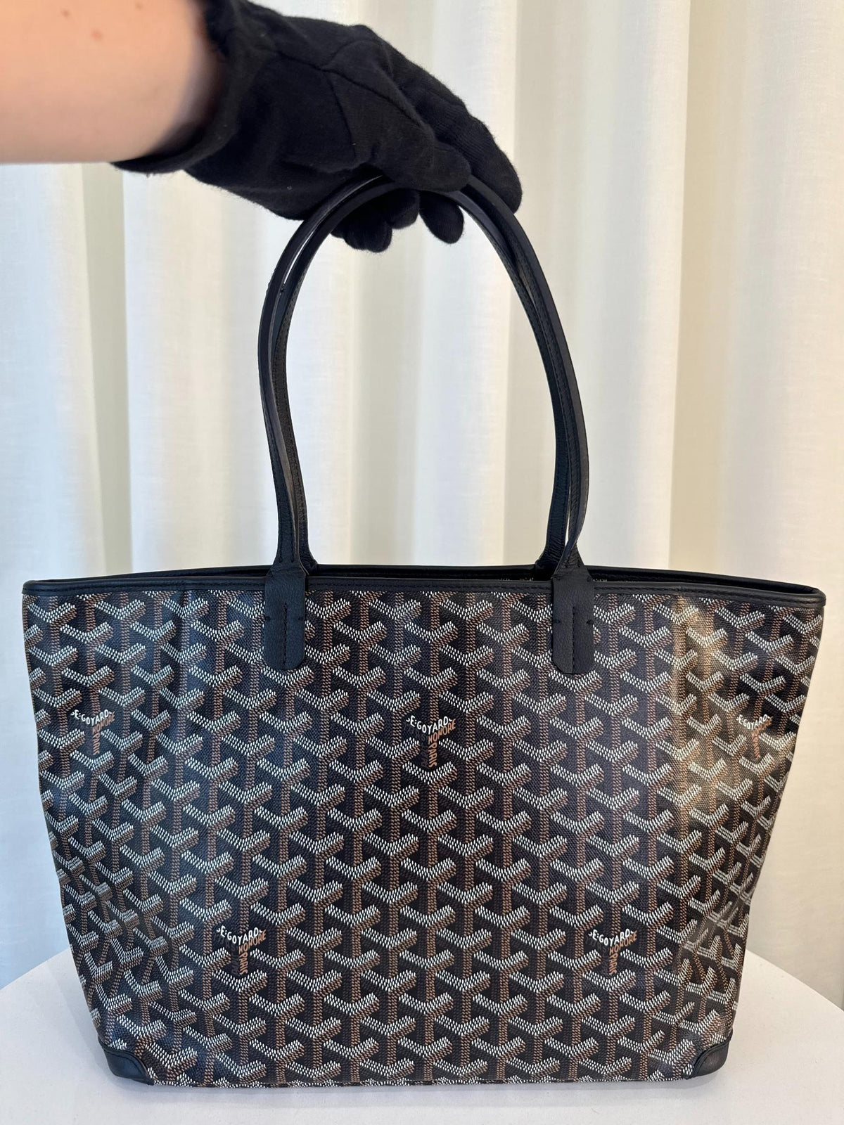 Goyard Black Chevron Print Coated Canvas Artois MM Tote Bag