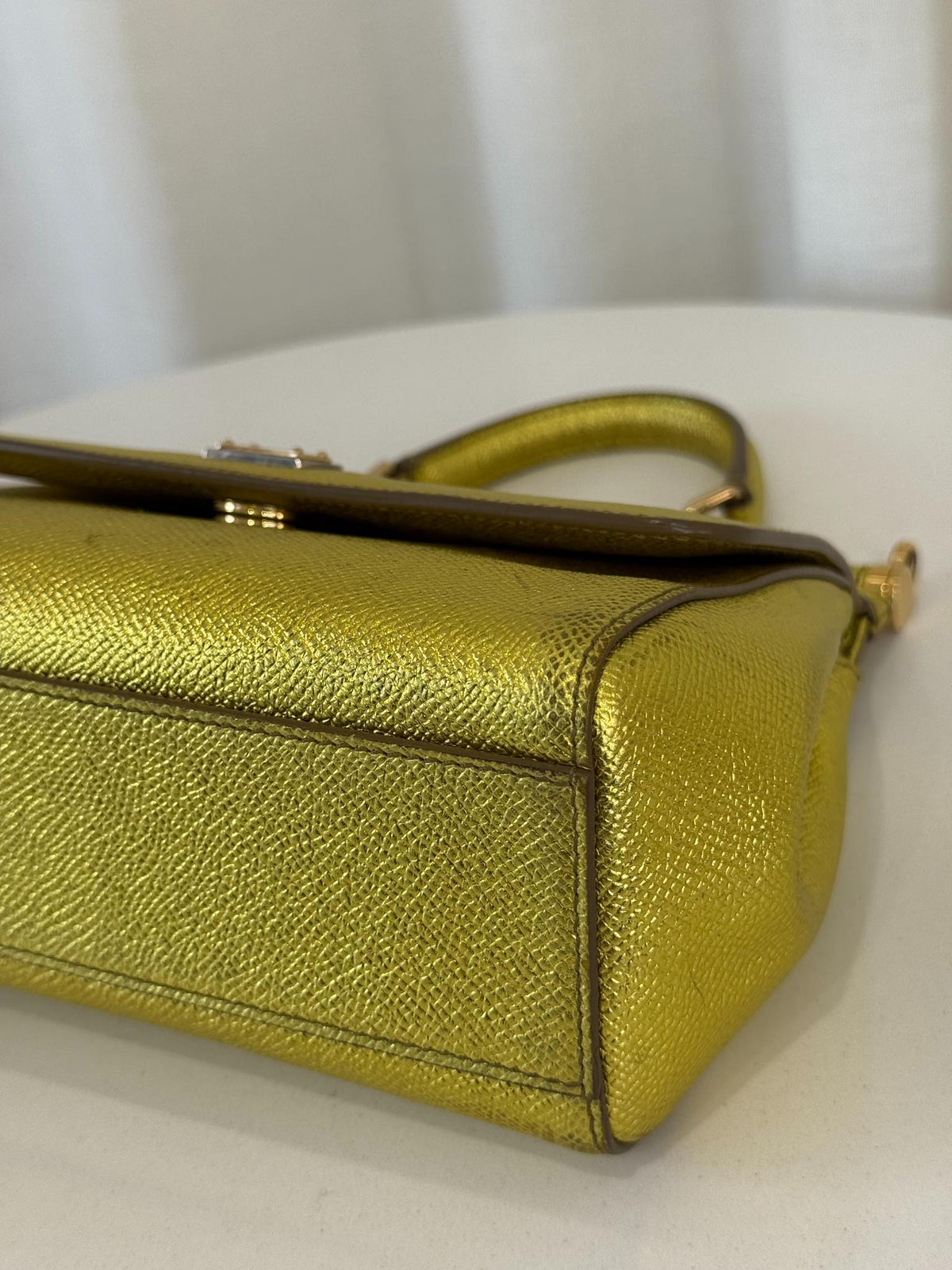 Dolce Gabbana Metallic Leather Small Miss Sicily Top Handle Bag
