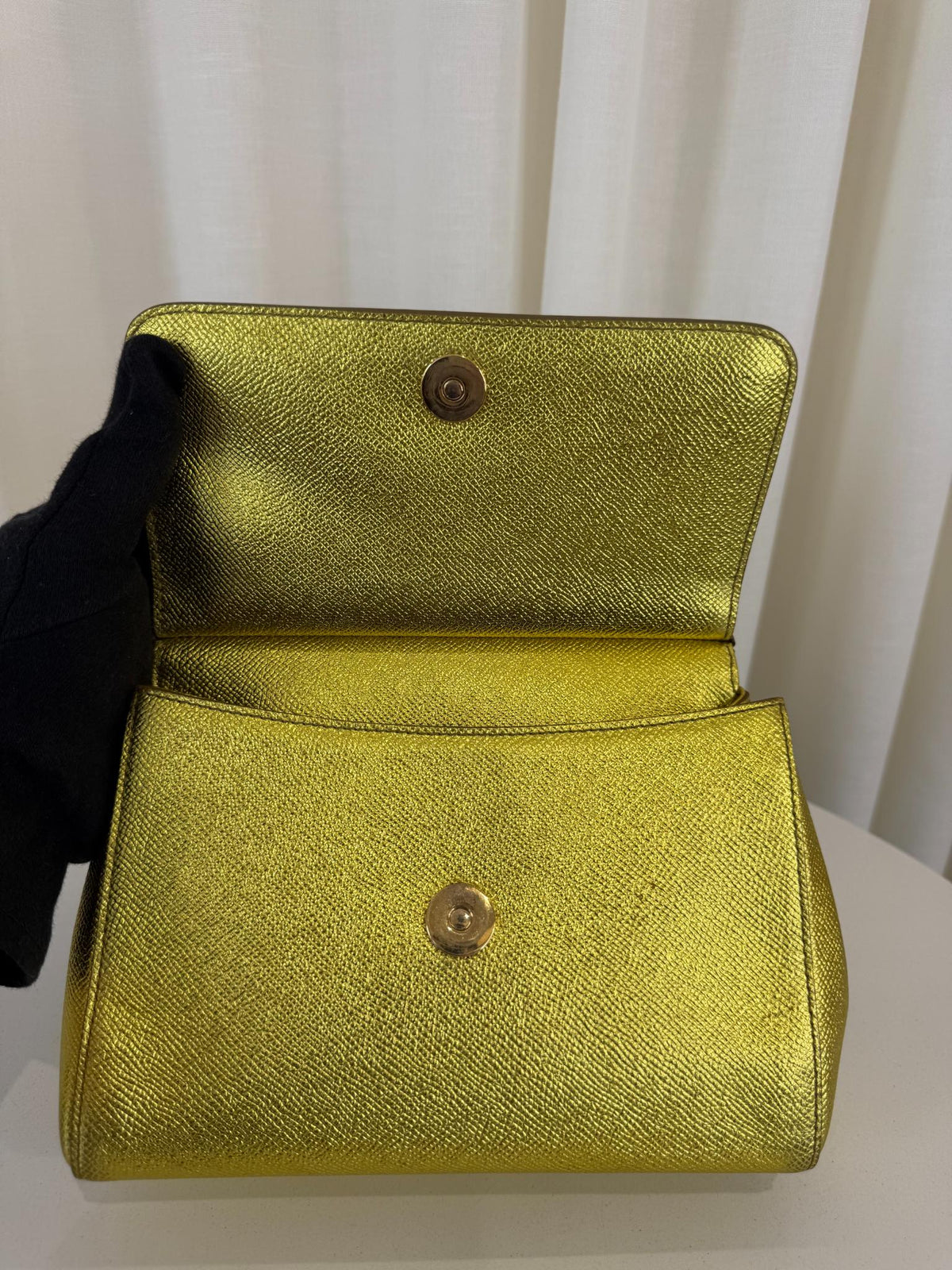 Dolce Gabbana Metallic Leather Small Miss Sicily Top Handle Bag