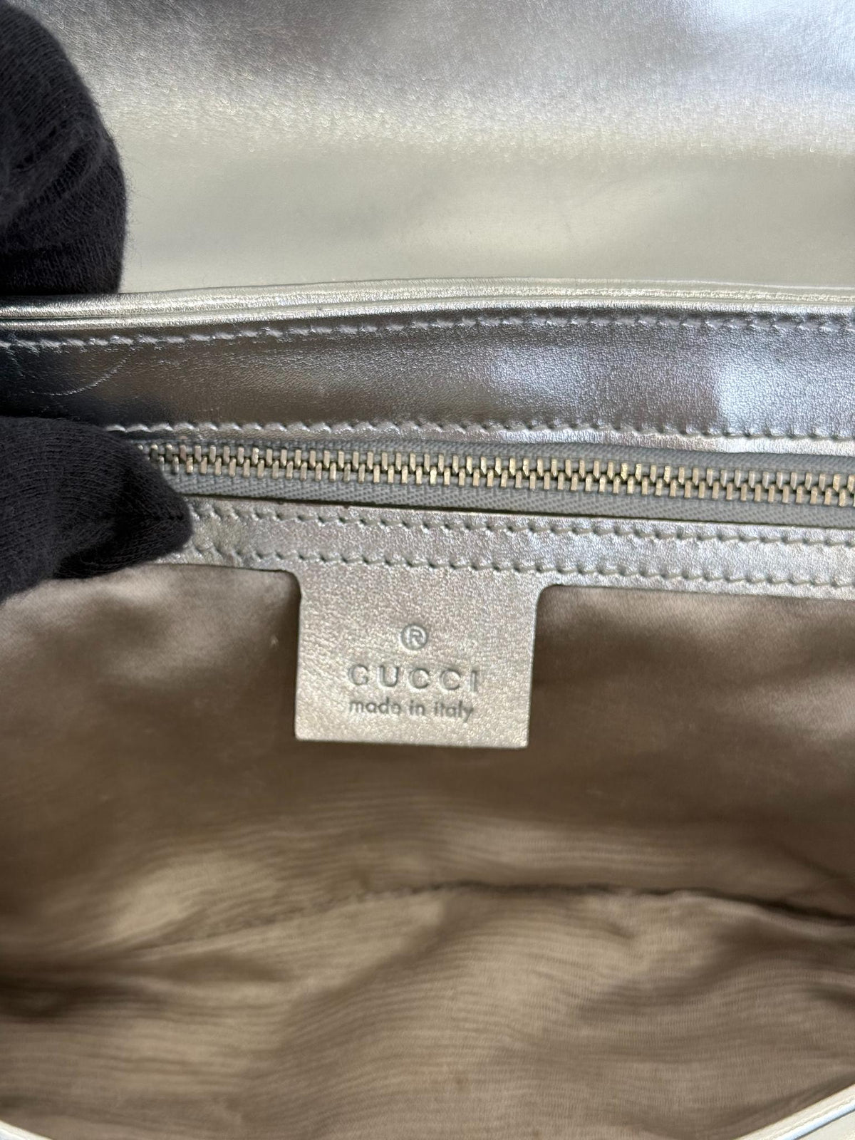 Gucci GG Marmont Sequin Matelassé Silver Shoulder Bag