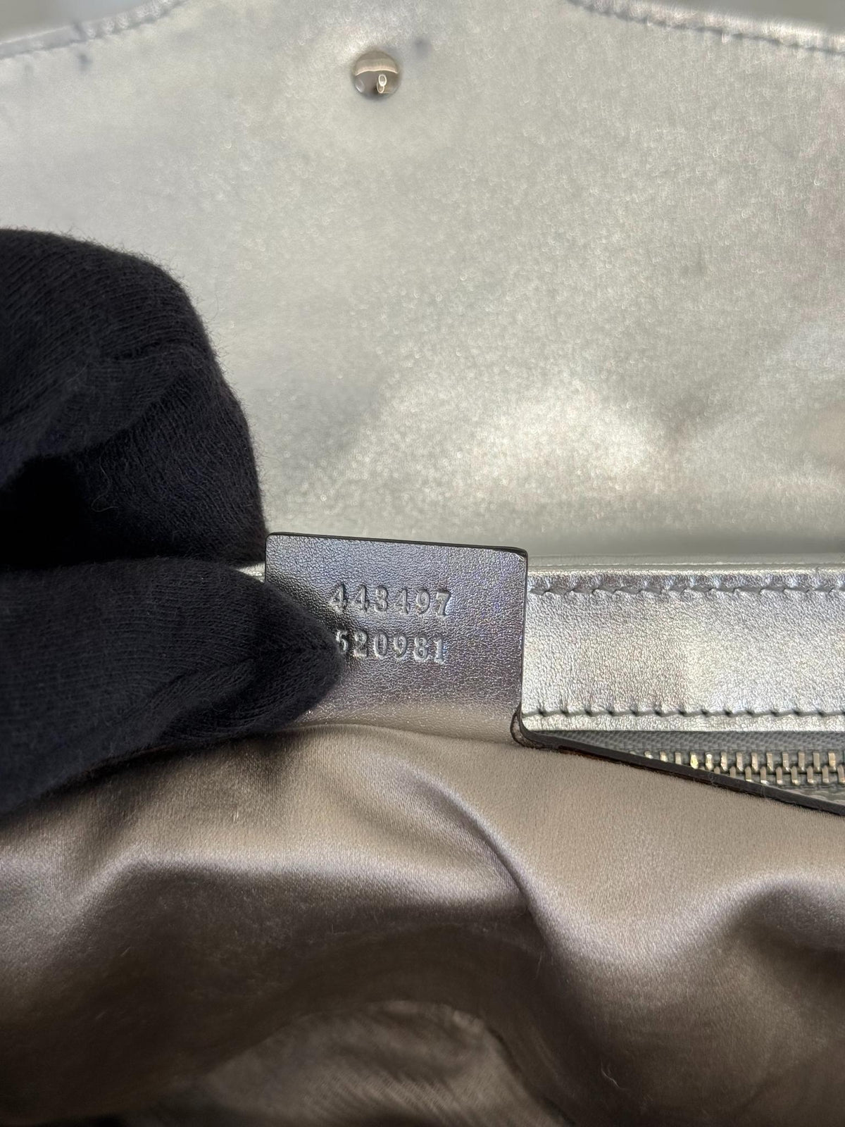 Gucci GG Marmont Sequin Matelassé Silver Shoulder Bag