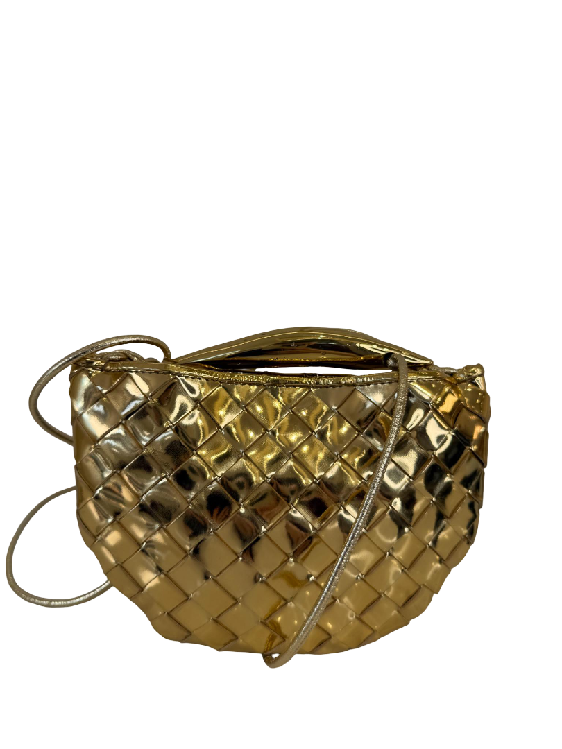 Bottega Veneta Mirror Laminated Nappa Intrecciato Mini Sardine Bag Gold
