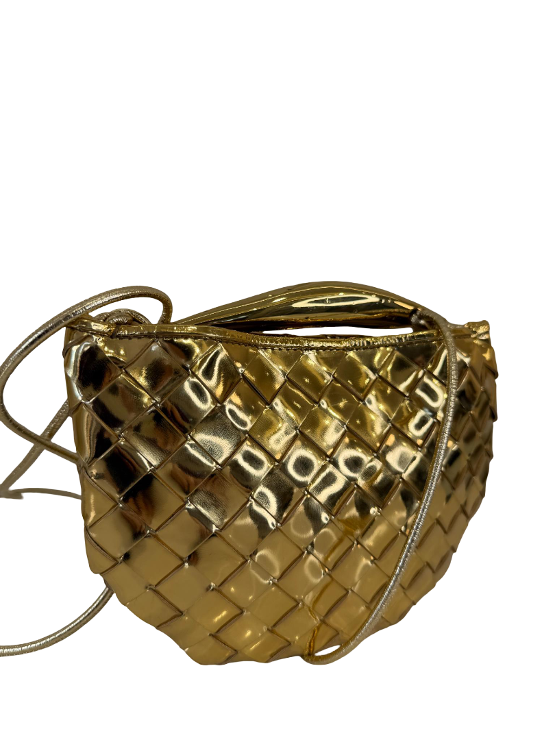Bottega Veneta Mirror Laminated Nappa Intrecciato Mini Sardine Bag Gold