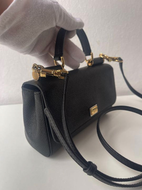 Dolce & Gabbana Black Mini Sicily Crossbody Bag