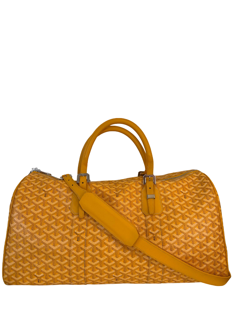 Goyard Yellow Goyardine Canvas Boeing 50 Boston Bag