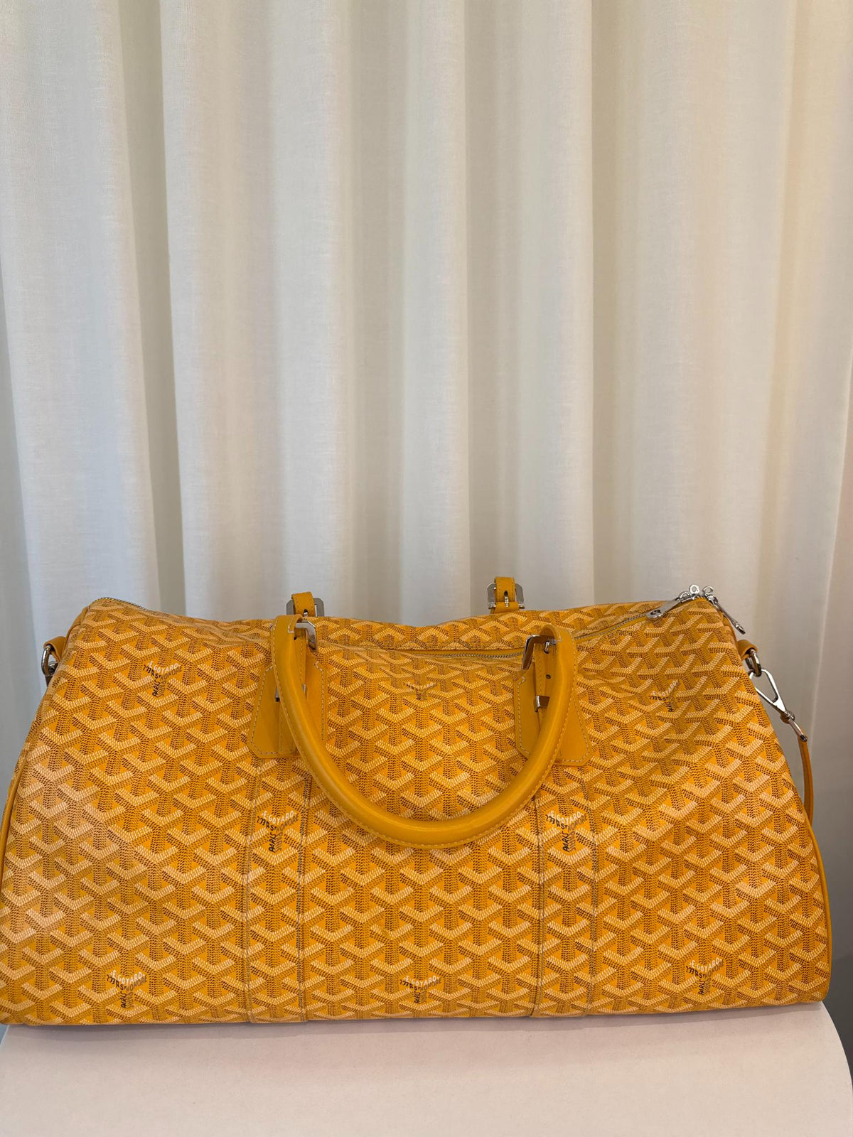 Goyard Yellow Goyardine Canvas Boeing 50 Boston Bag