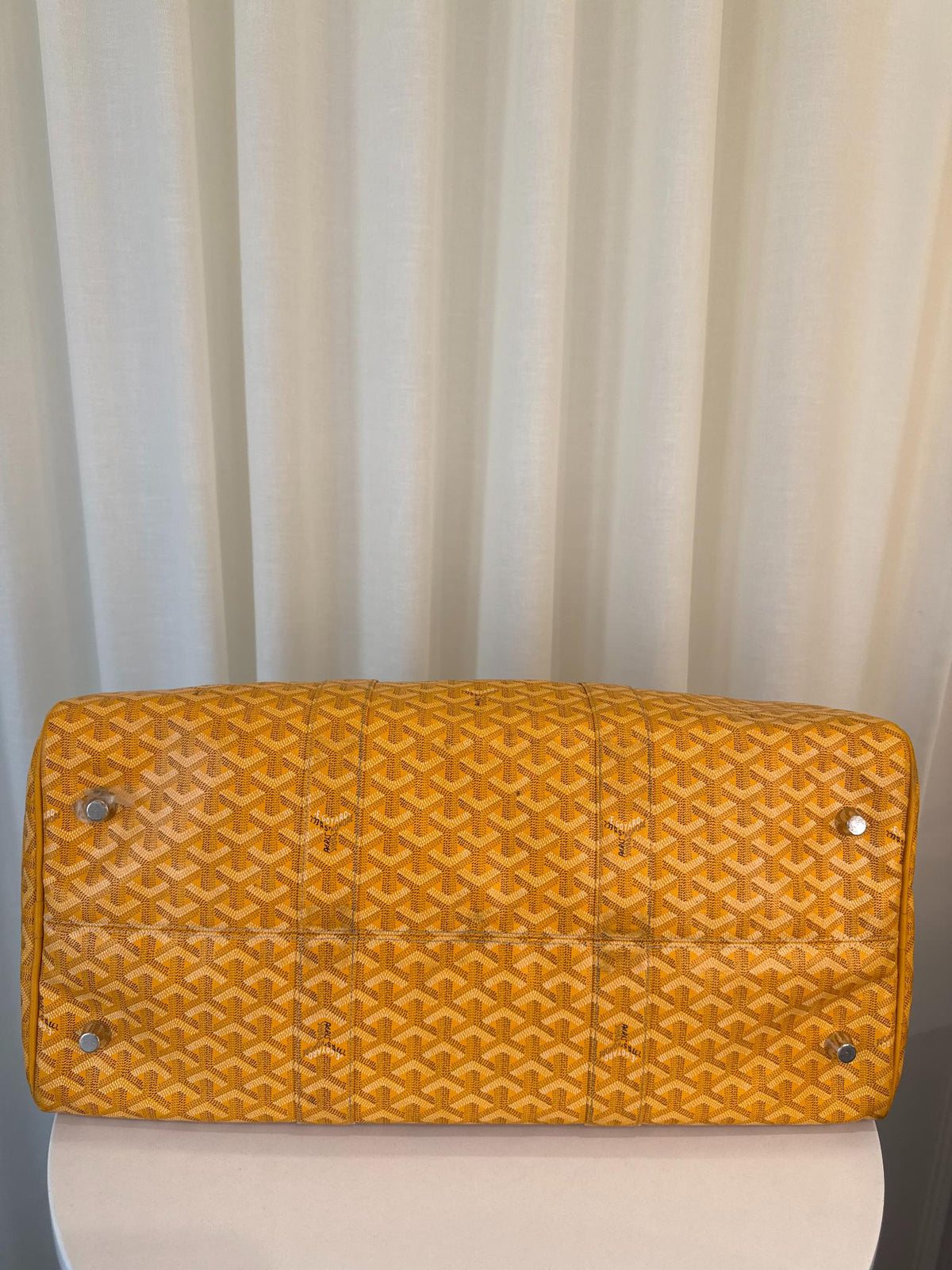 Goyard Yellow Goyardine Canvas Boeing 50 Boston Bag