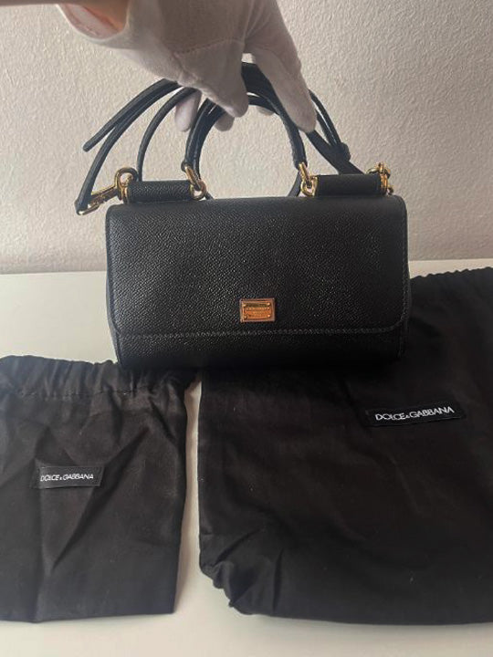 Dolce & Gabbana Black Mini Sicily Crossbody Bag
