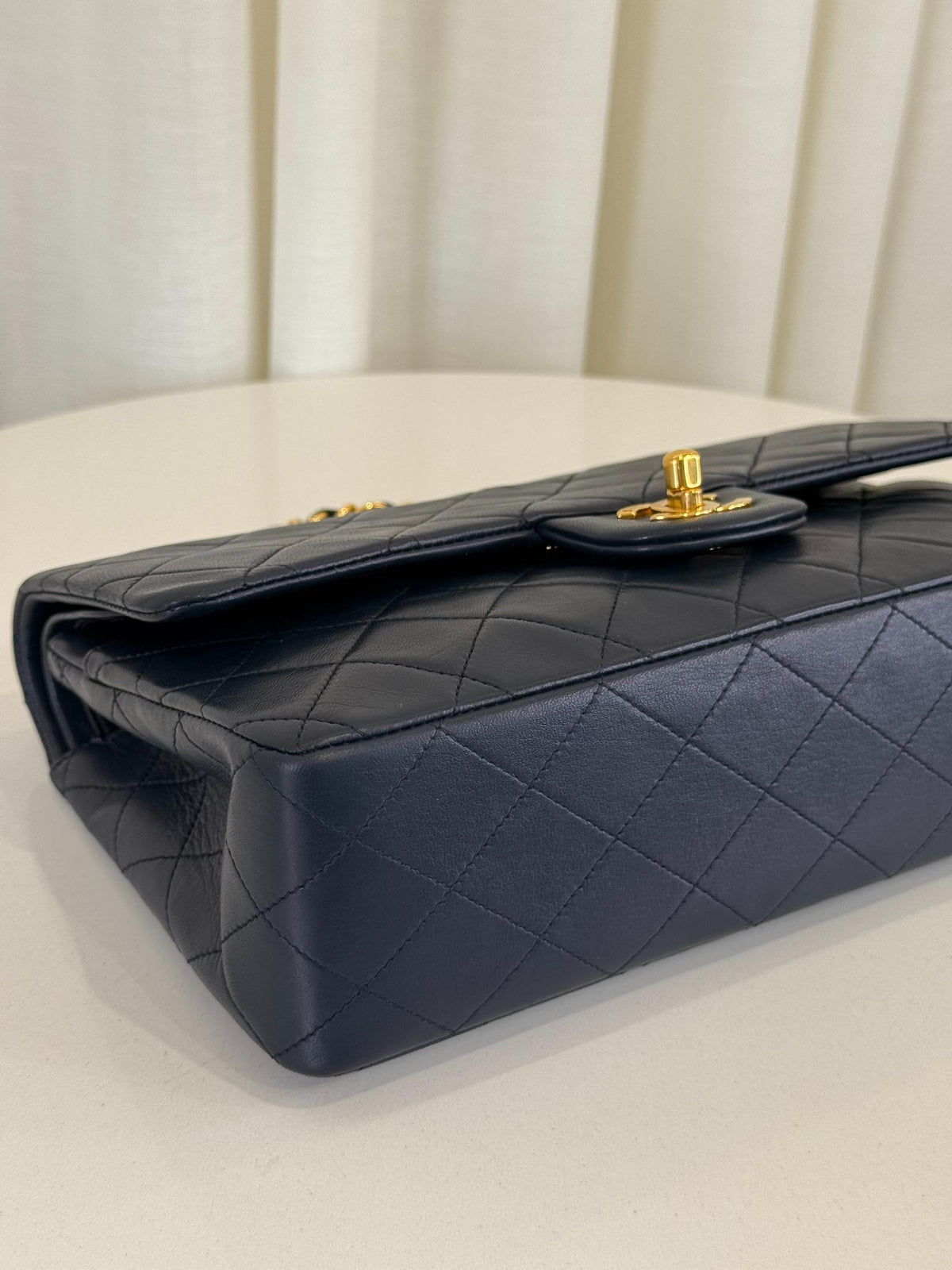 Chanel Vintage Classic Medium Navy Blue Lambskin Double Flap Bag