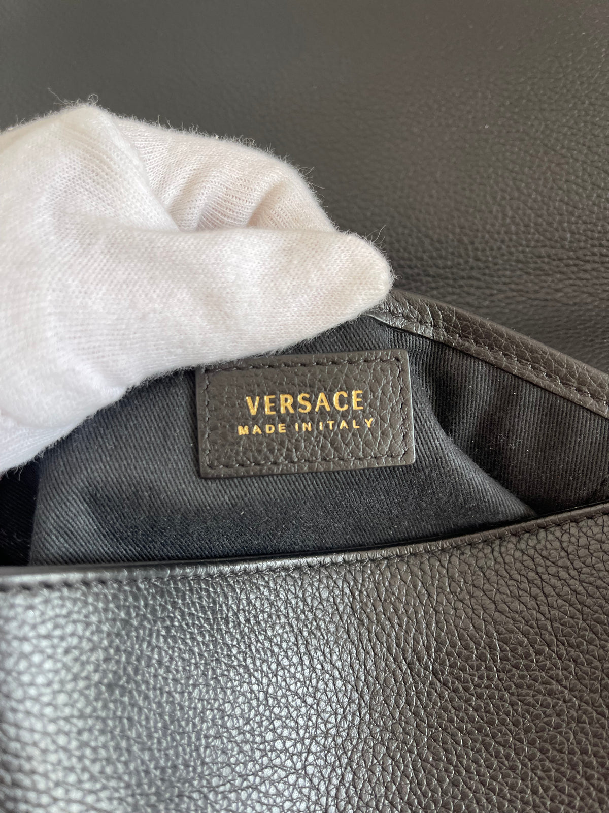Versace Medusa Black Leather Shoulder Bag