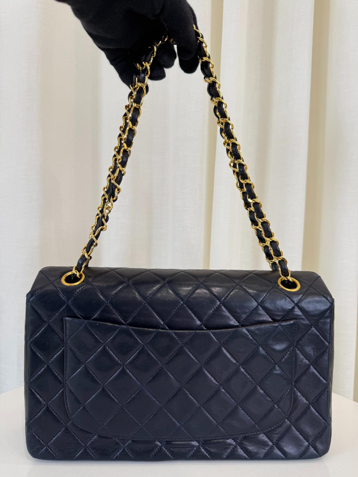 Chanel Jumbo Navy Blue Quilted Lambskin Leather Single Flap Bag