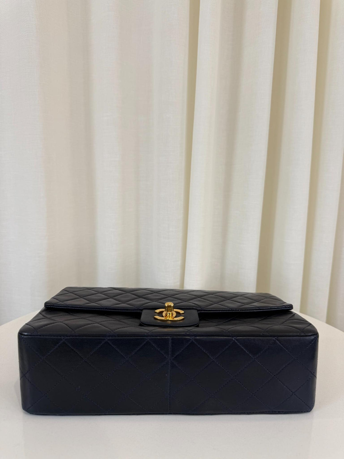 Chanel Jumbo Navy Blue Quilted Lambskin Leather Single Flap Bag