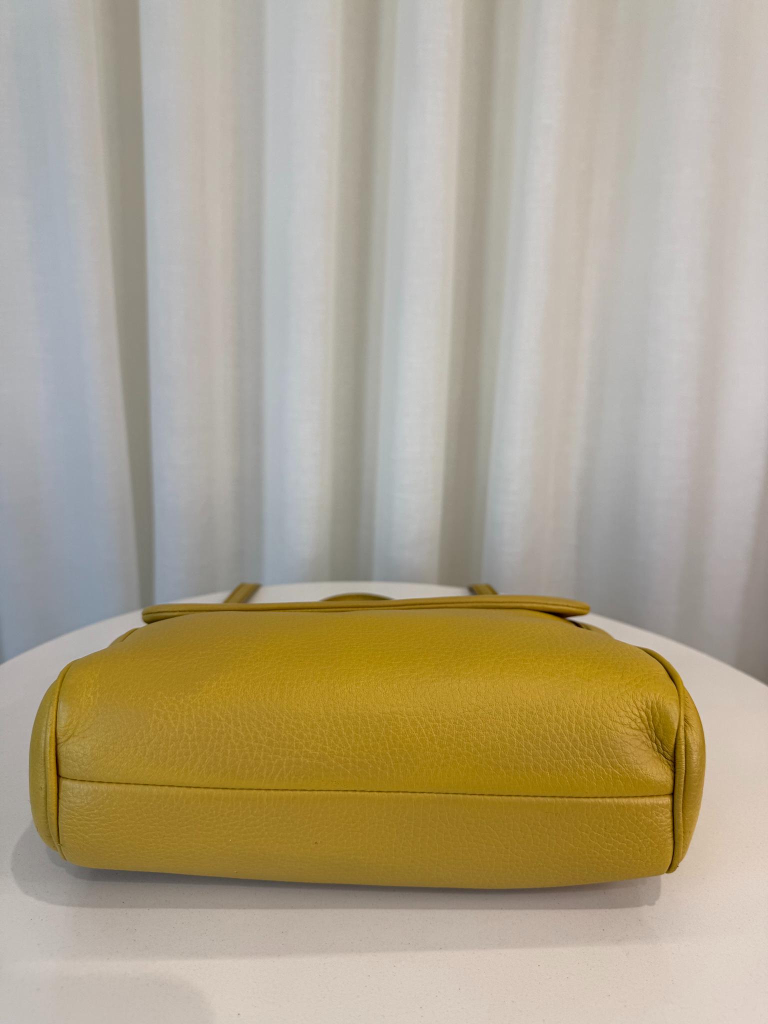 Dolce Gabbana Medium Sicily Yellow Leather Top Handle Bag