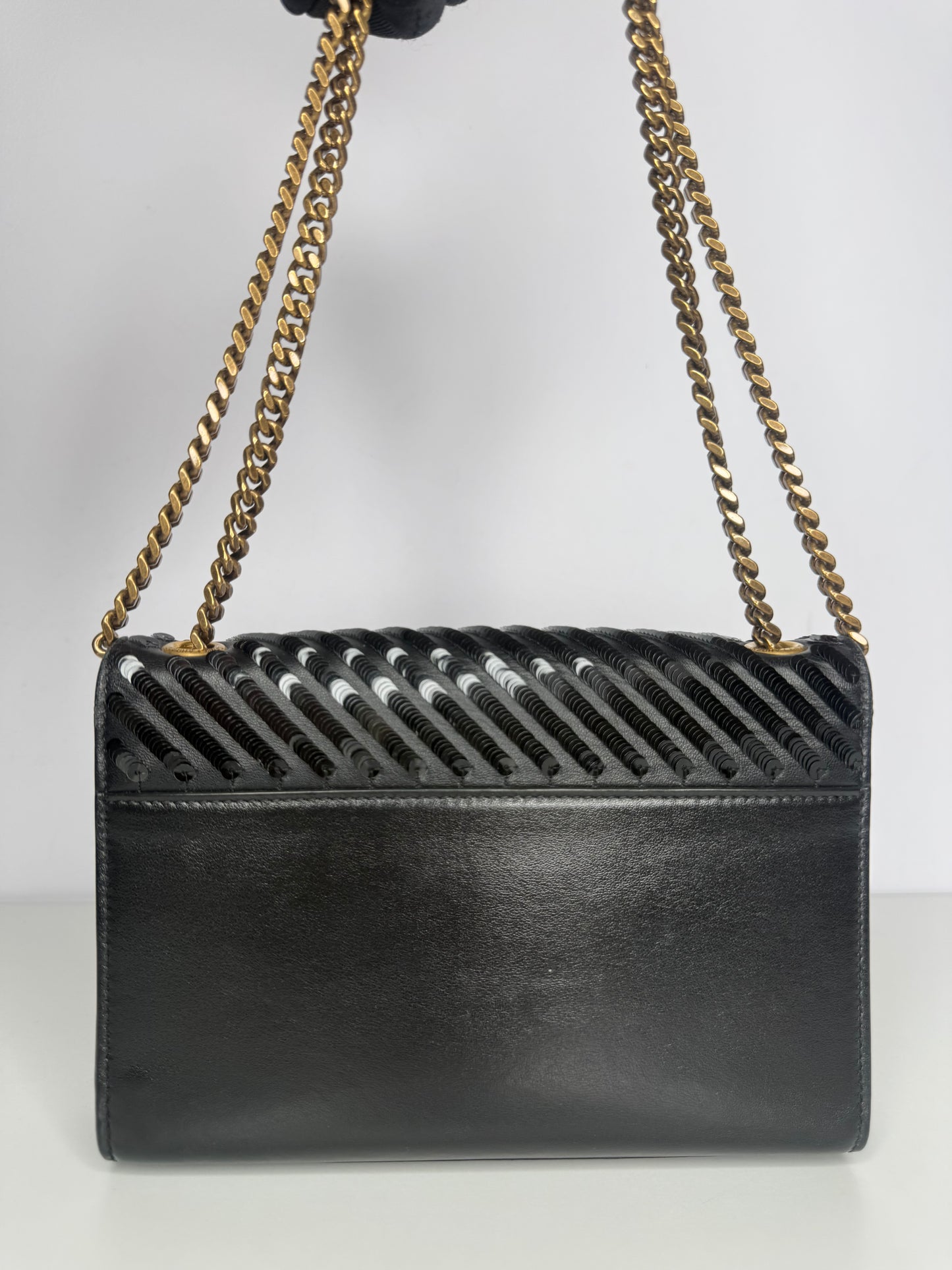 Saint Laurent Medium Kate Diagonal Sequin Tassel Black Bag
