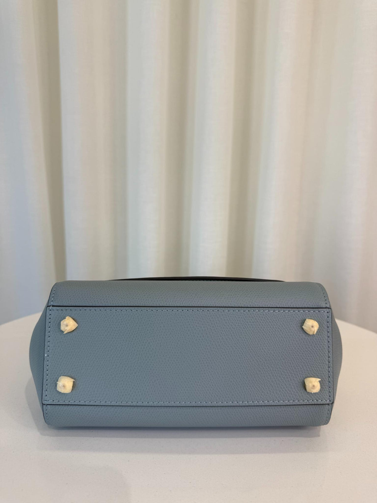 Dolce Gabbana Small Sicily Blue Dauphine Leather Top Handle Bag