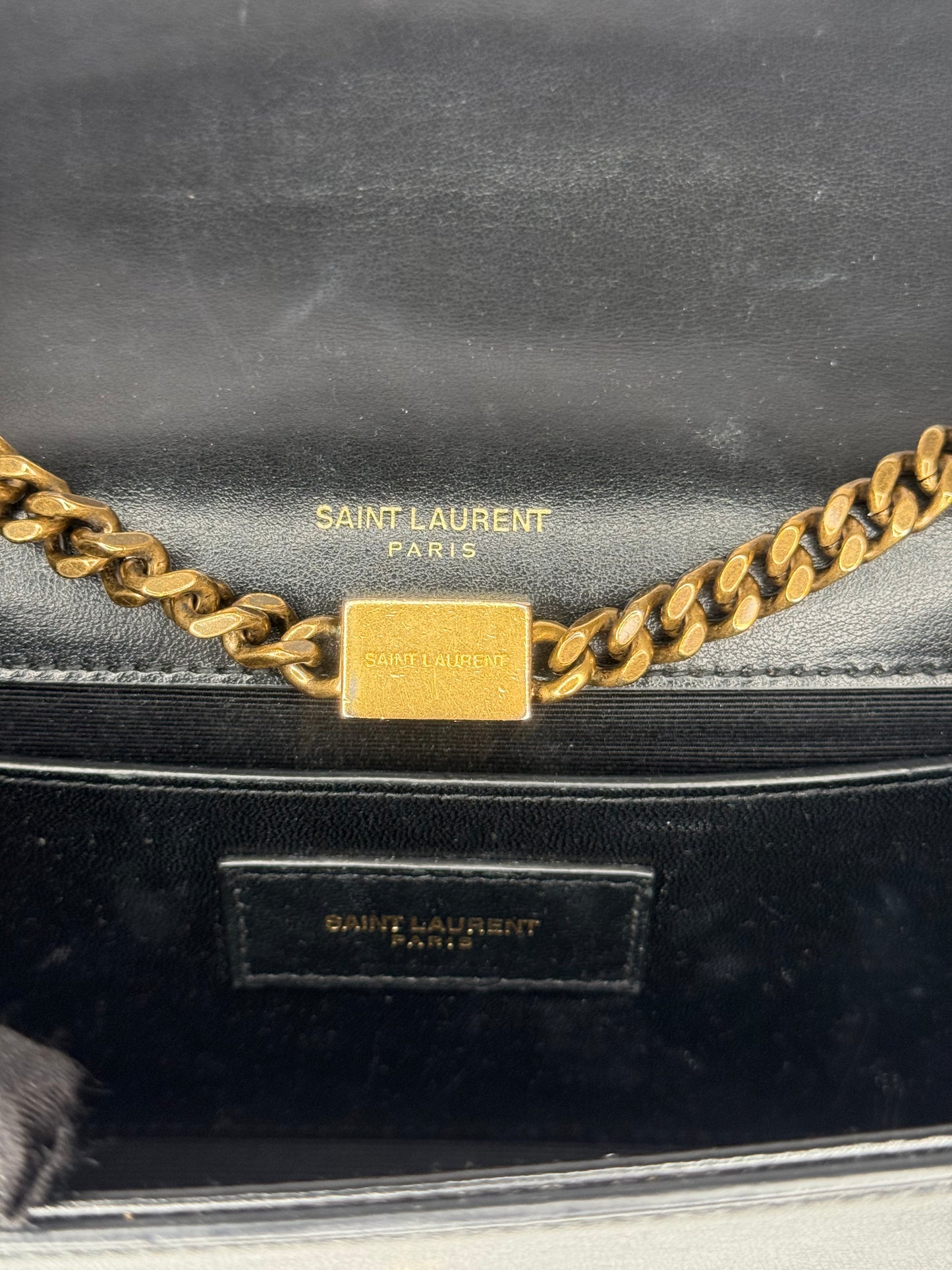 Saint Laurent Medium Kate Diagonal Sequin Tassel Black Bag