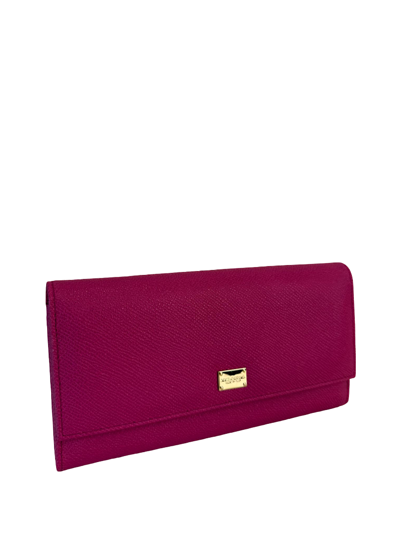 Dolce Gabbana Magenta Dauphine Calfskin Continental Wallet
