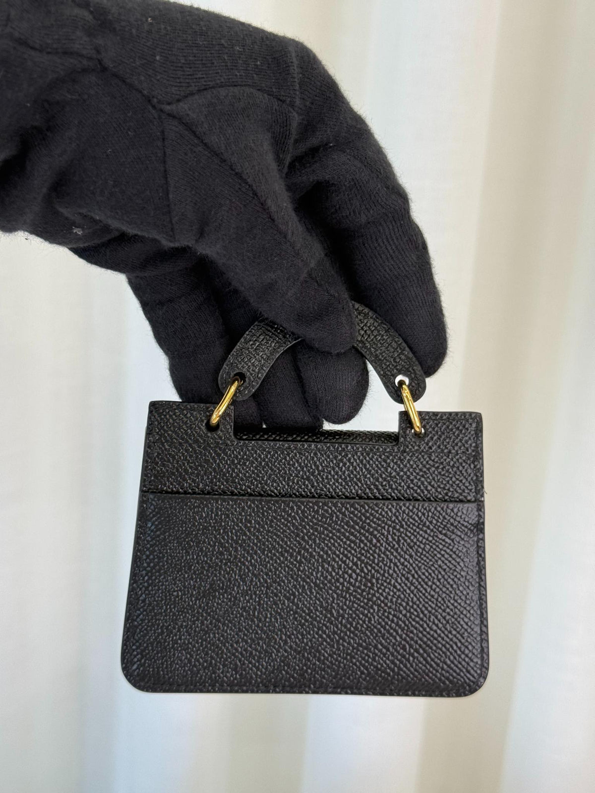 Dolce Gabbana Black Dauphine Calfskin Card Holder
