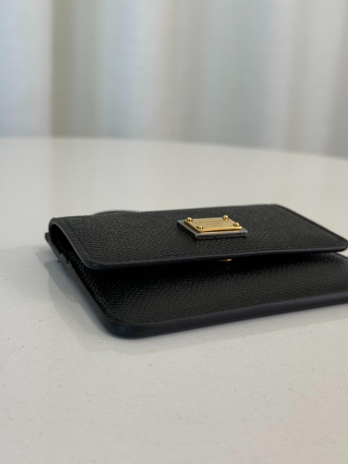 Dolce Gabbana Black Dauphine Calfskin Card Holder