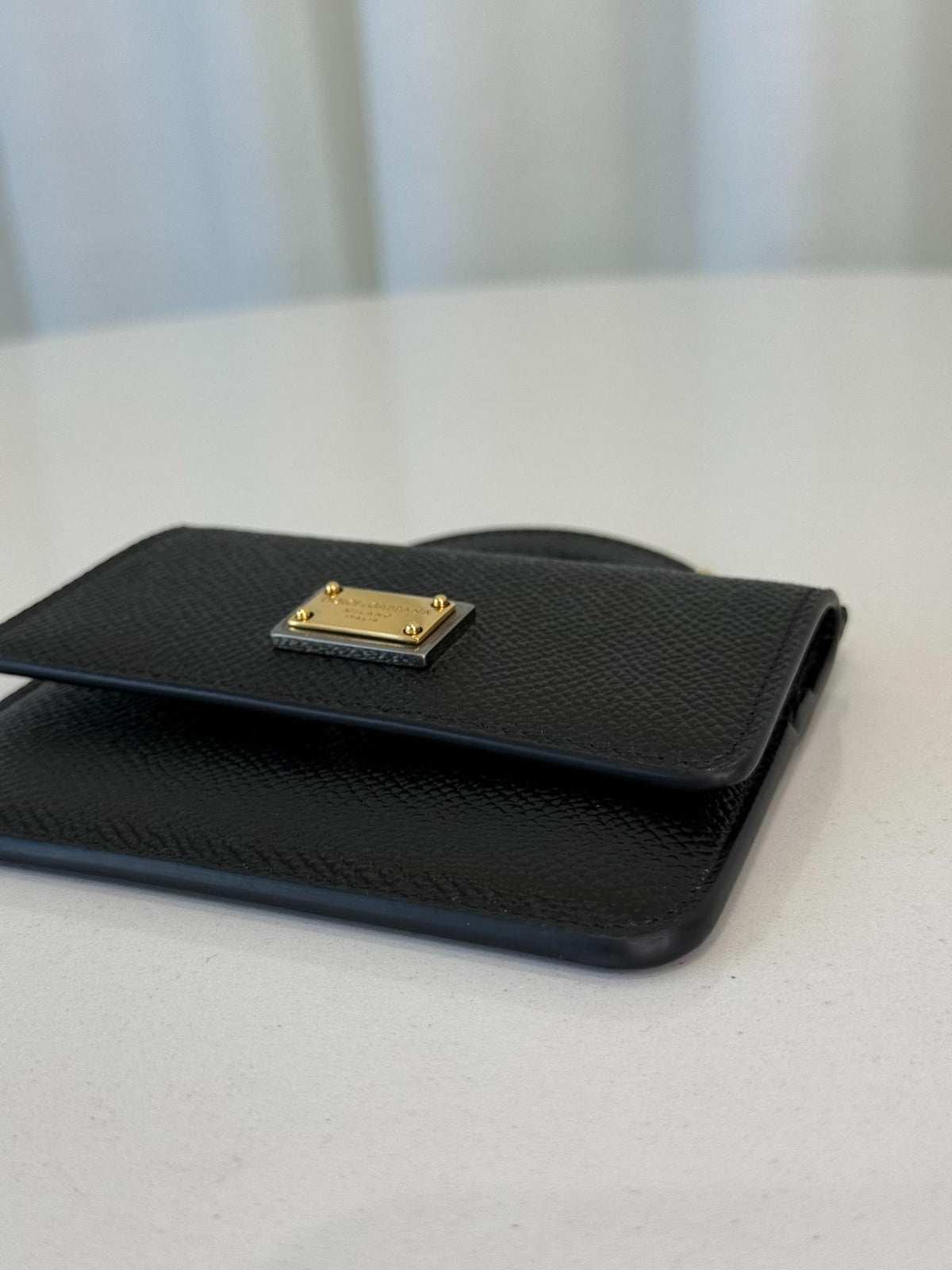 Dolce Gabbana Black Dauphine Calfskin Card Holder