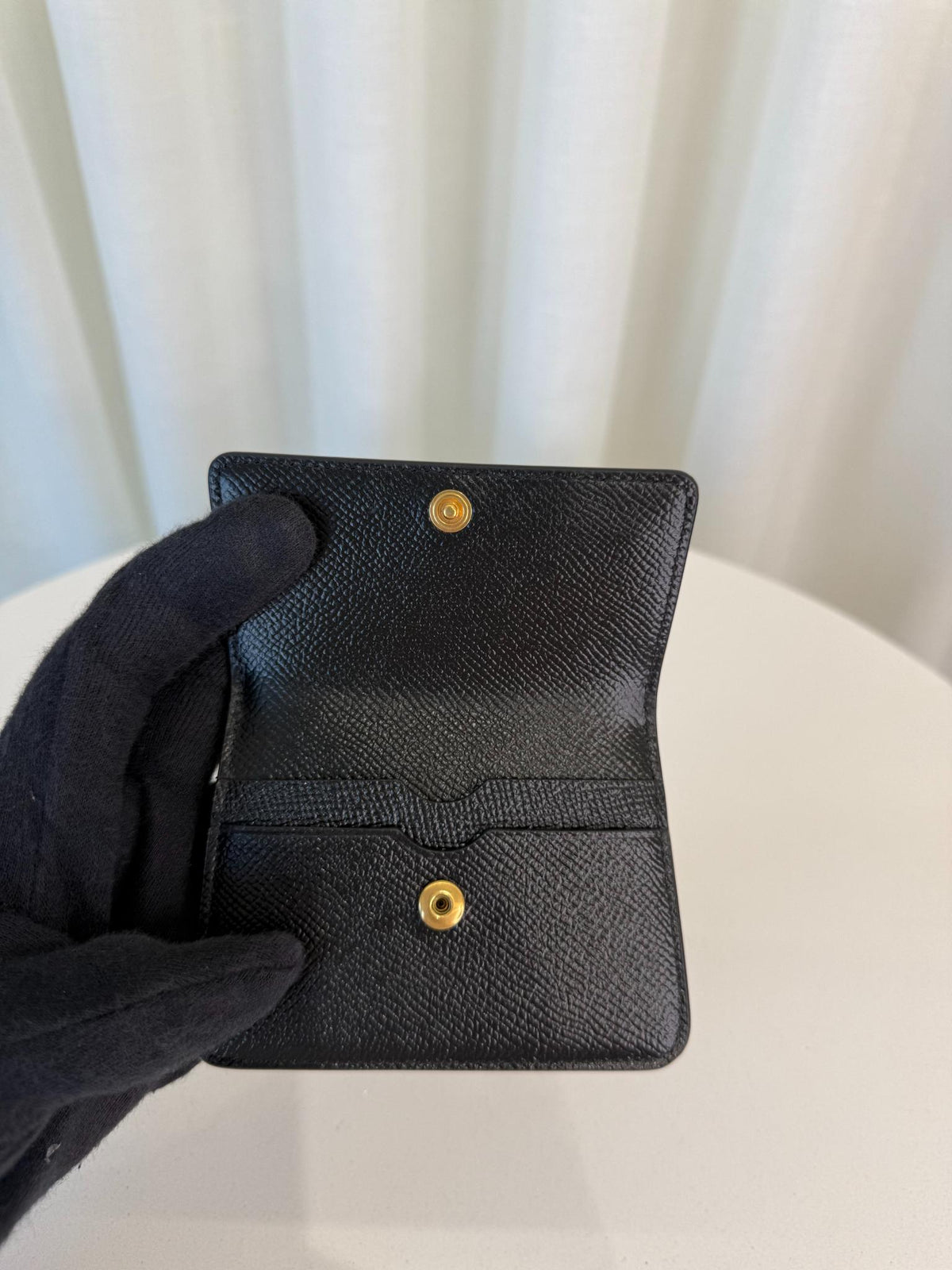 Dolce Gabbana Black Dauphine Calfskin Card Holder